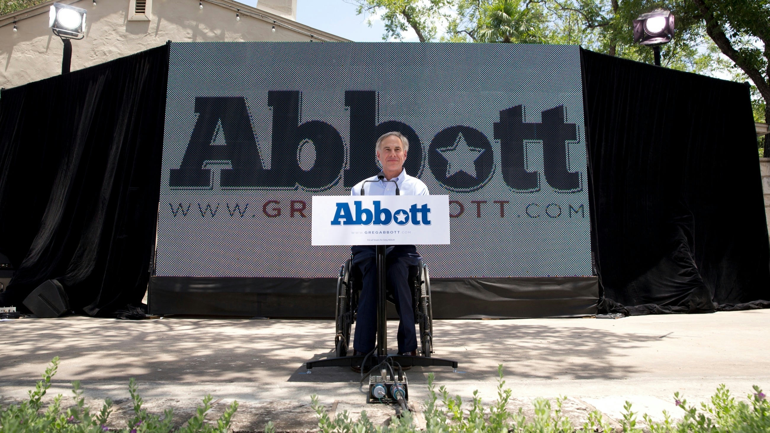Greg Abbott, who is permanently paralyzed after a freak accident in his 20's, announces his run for governor.