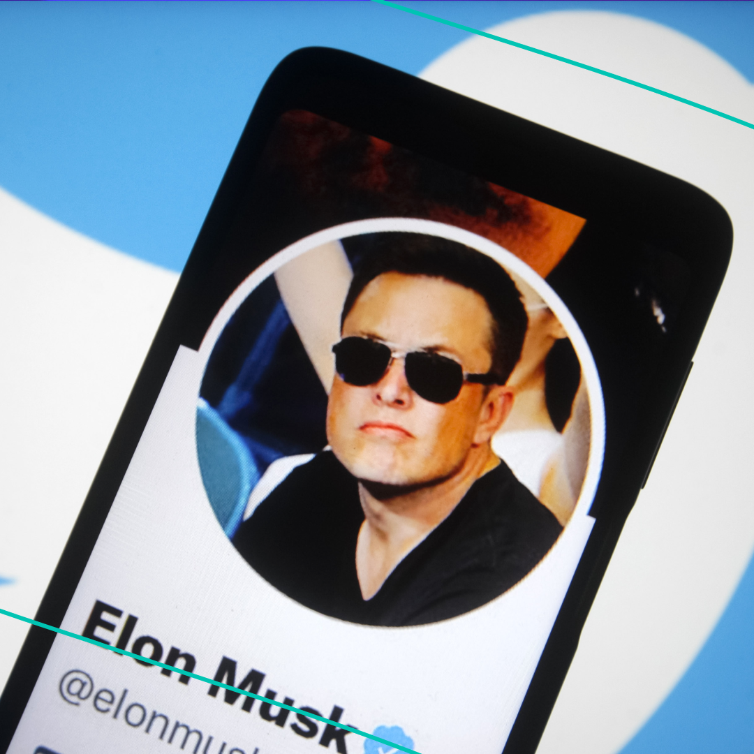 Elon Musk's Twitter profile on a phone screen