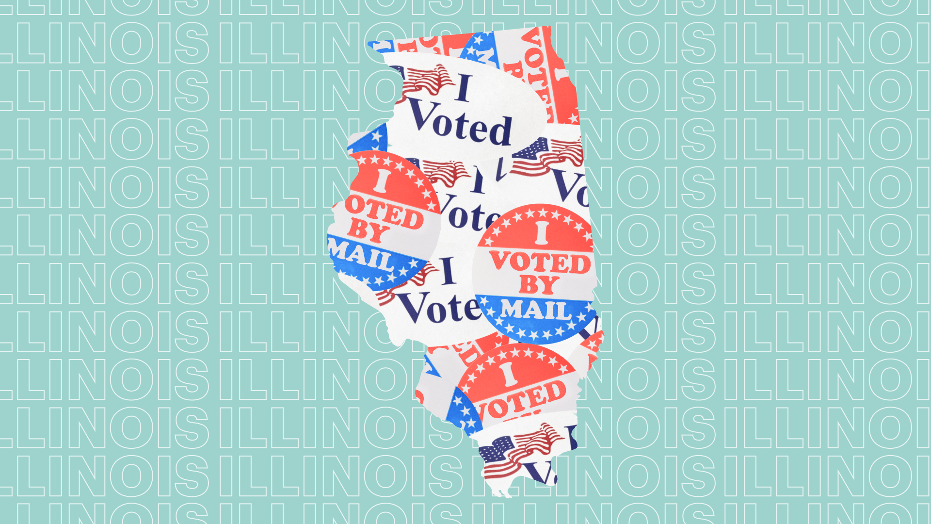 Illinois state with I voted images over it