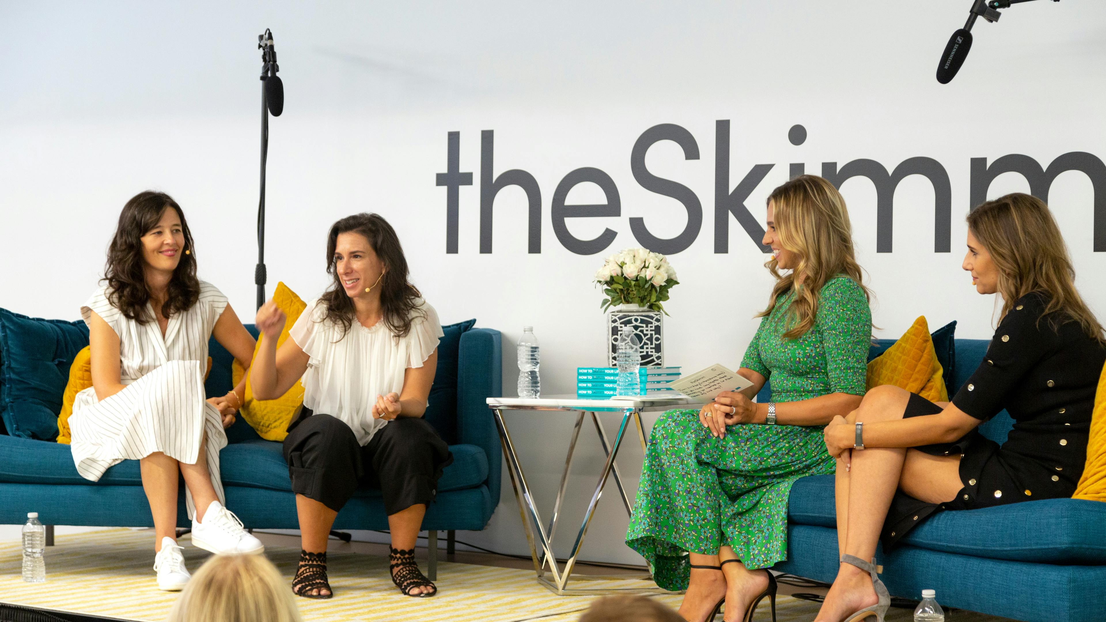 Megan Twohey and Jodi Kantor chat with theSkimm co-founders and co-CEOs Danielle Weisberg and Carly Zakin at Skimm HQ on Sept. 13, 2019.