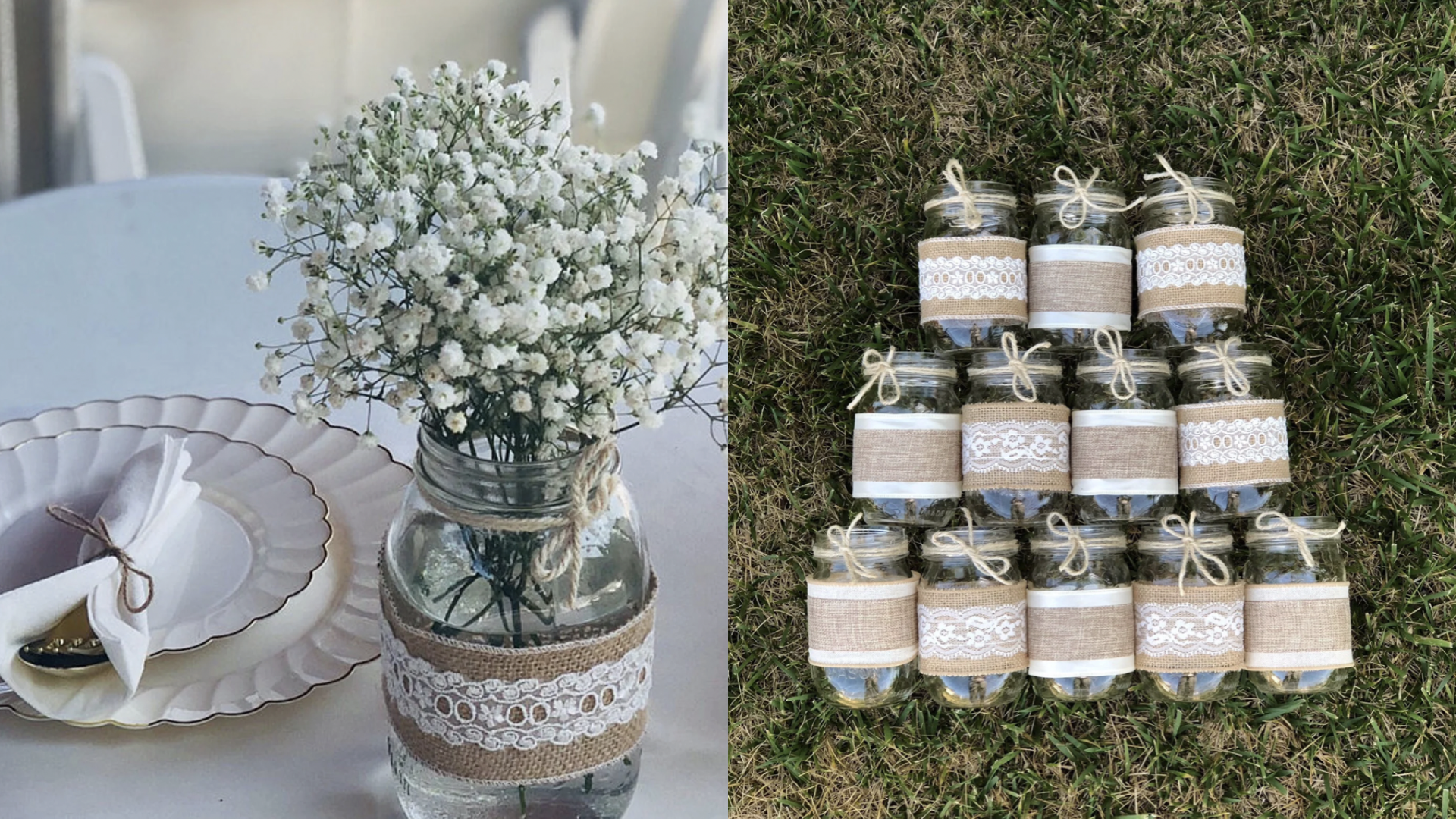 DIY wedding decor jar sleeves 