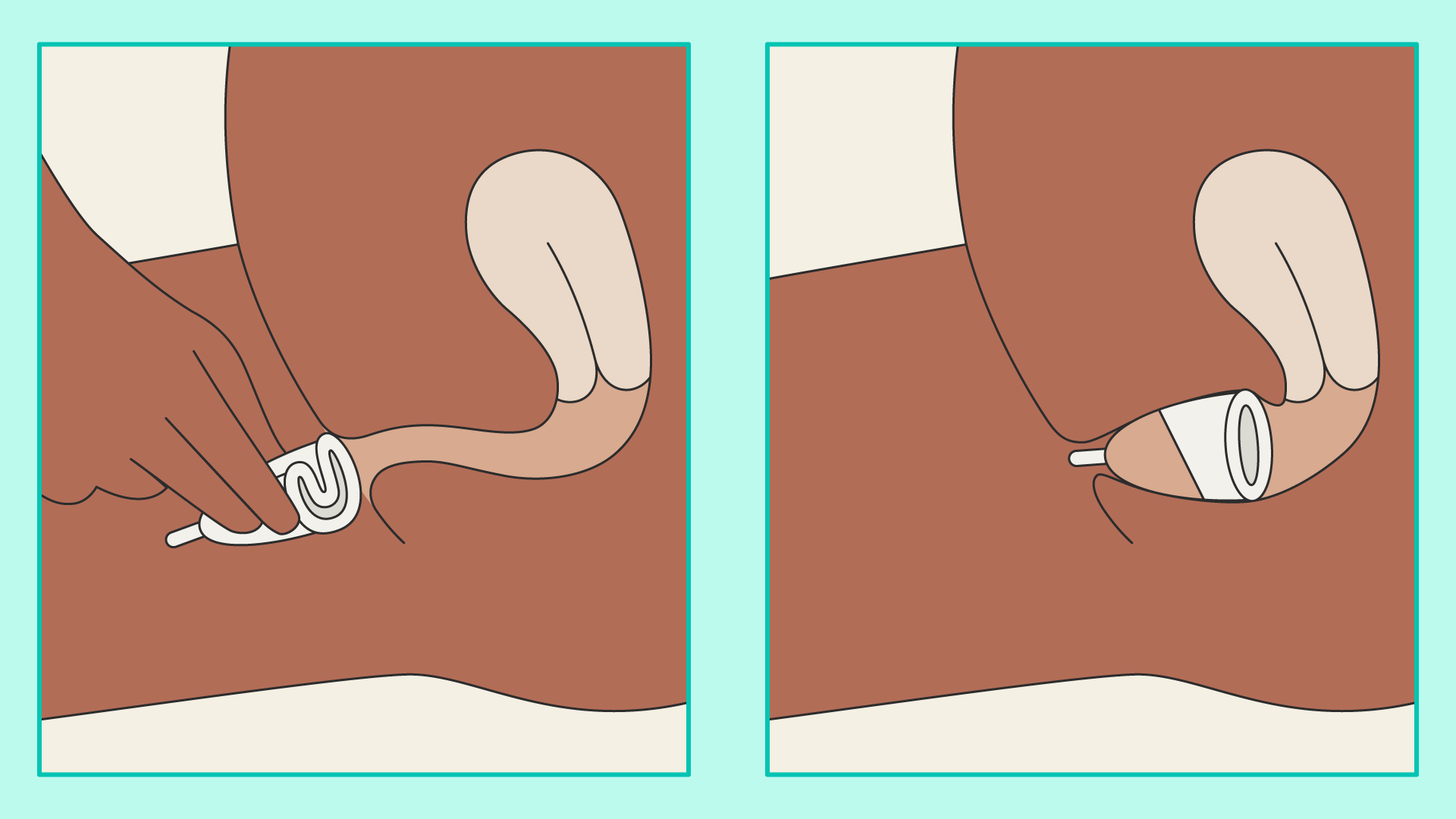 A diagram for how to use a menstrual cup
