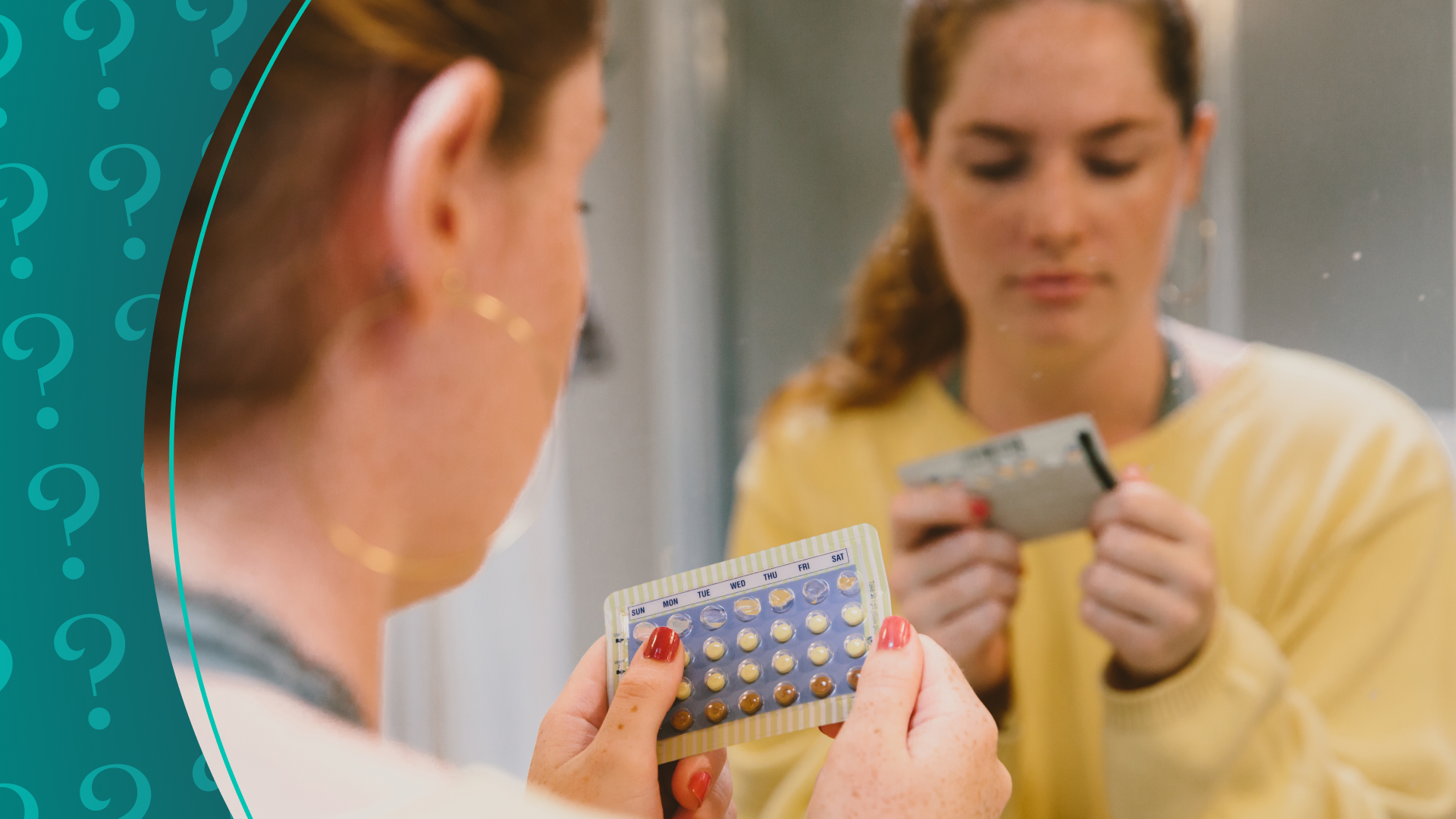 Woman looking at a pack of birth control pills
