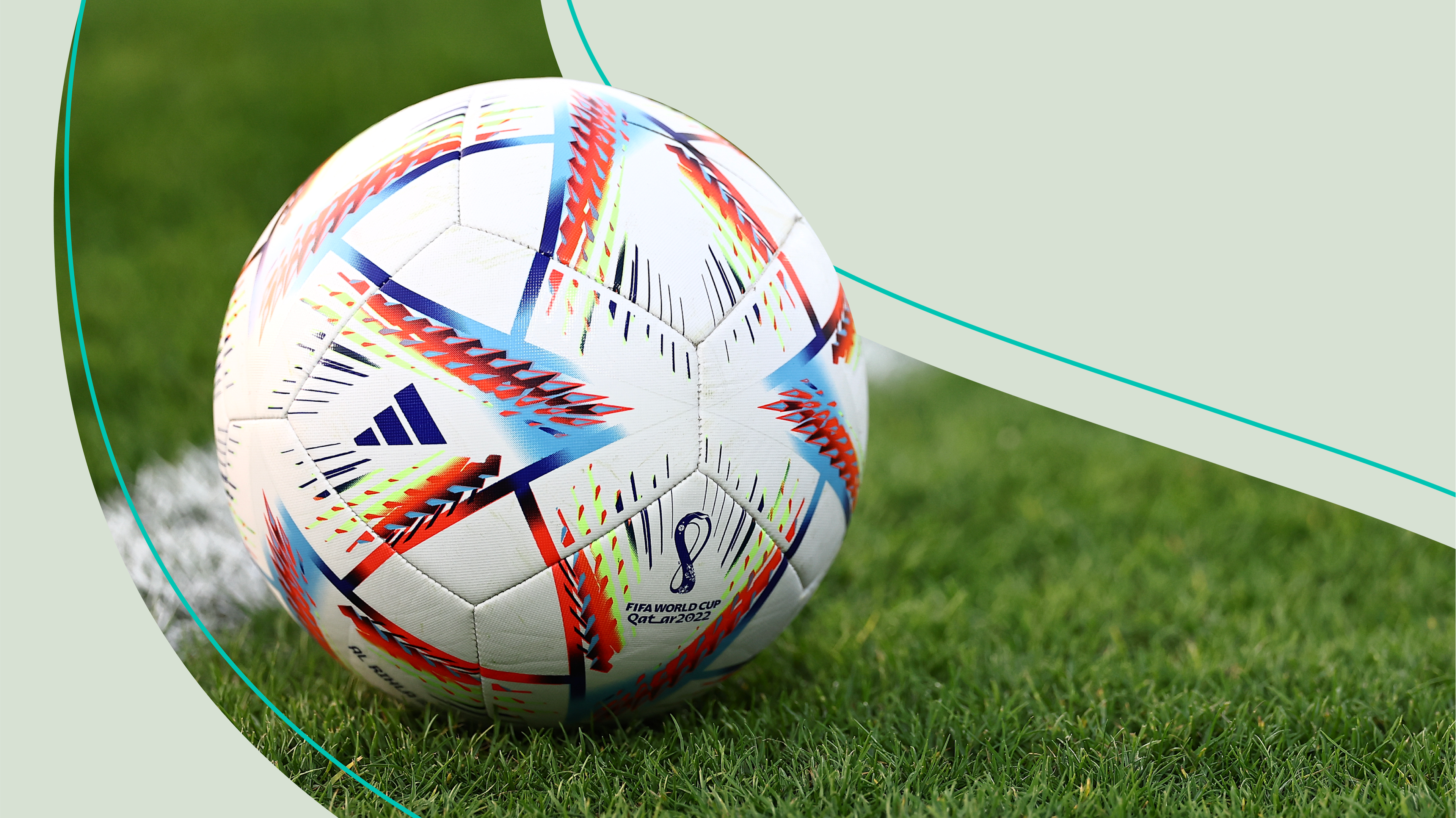 Soccer ball with 2022 FIFA World Cup Qatar logo
