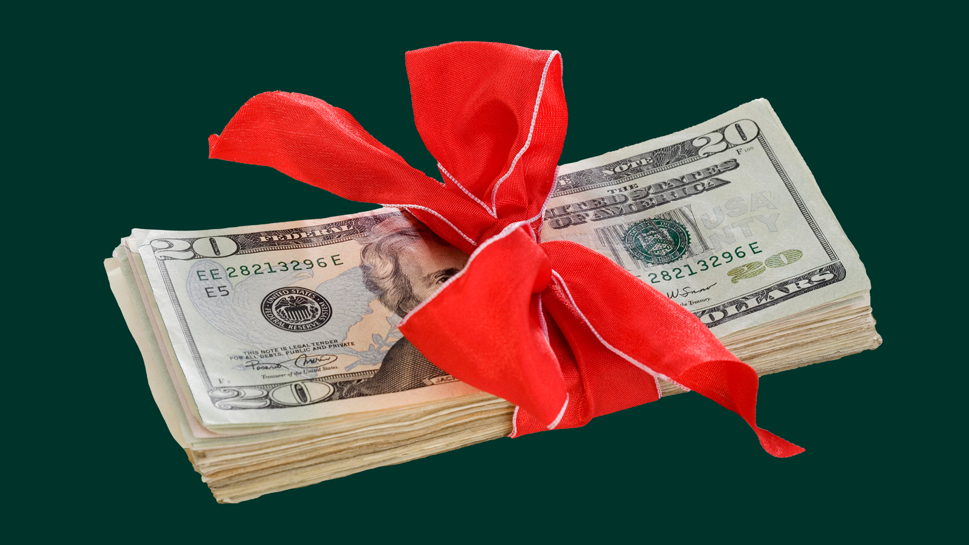 Money wrapped in bow