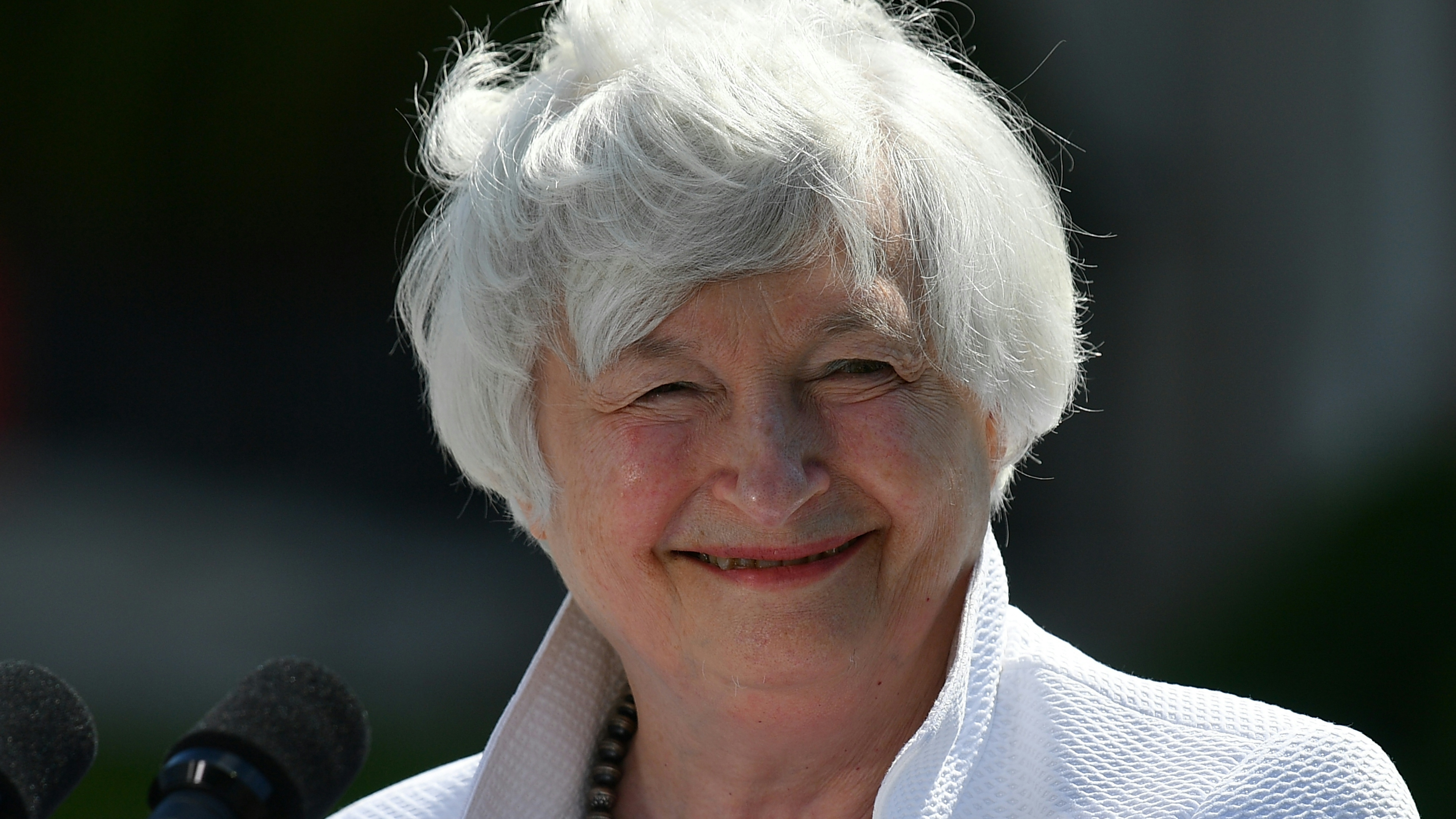US Treasury Secretary, Janet Yellen smiles during a press conference after attending the G7 Finance Ministers meeting at Winfield House on June 5, 2021 in London, England.