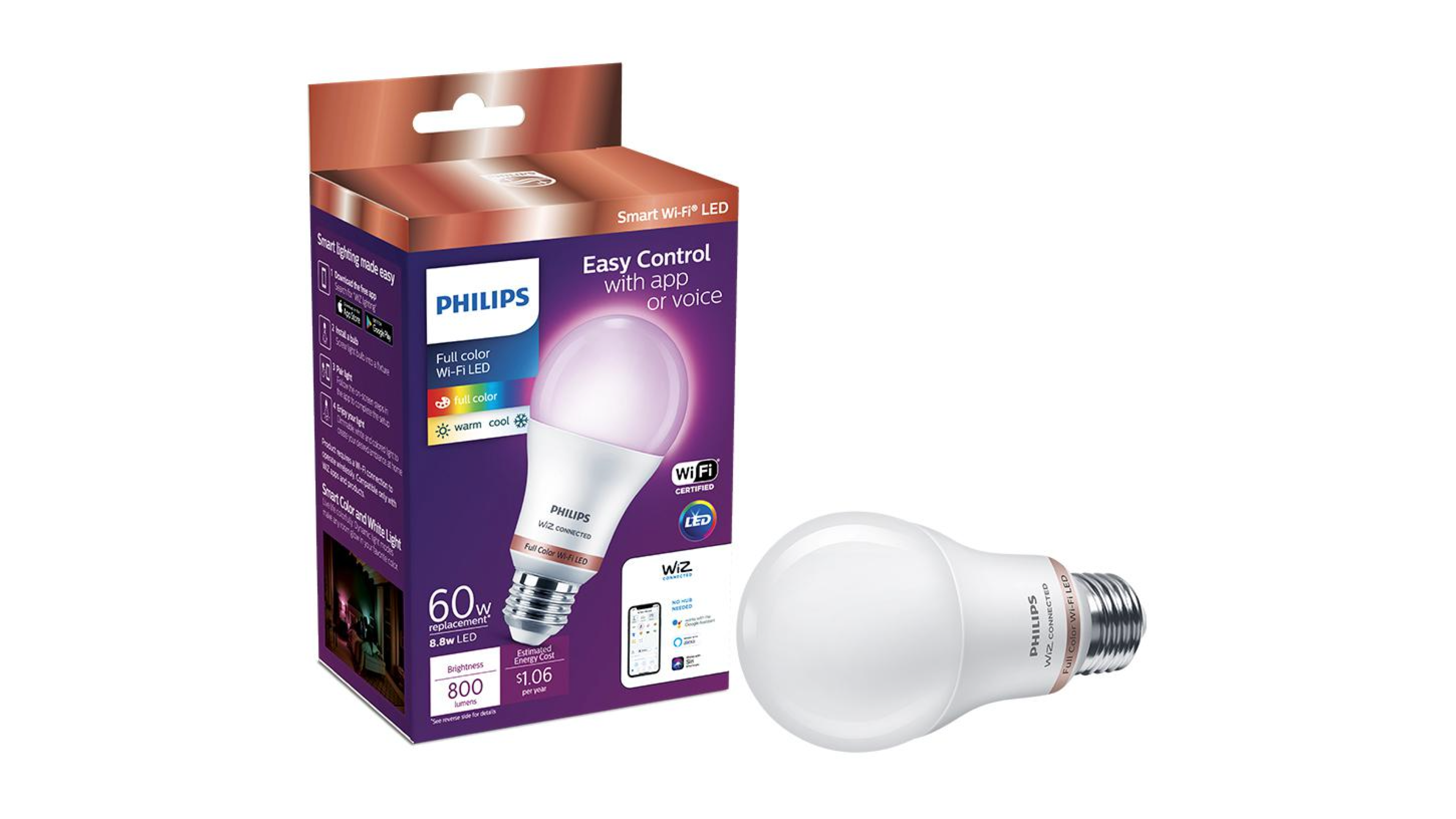 color-changing and dimmable smart lightbulbs that can be voice controlled