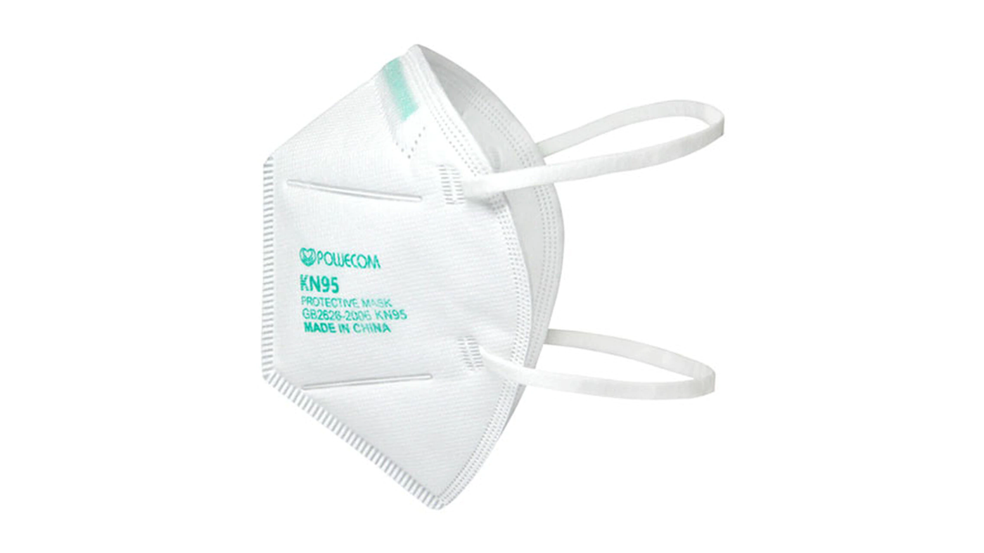 white kn95 face mask with two head straps