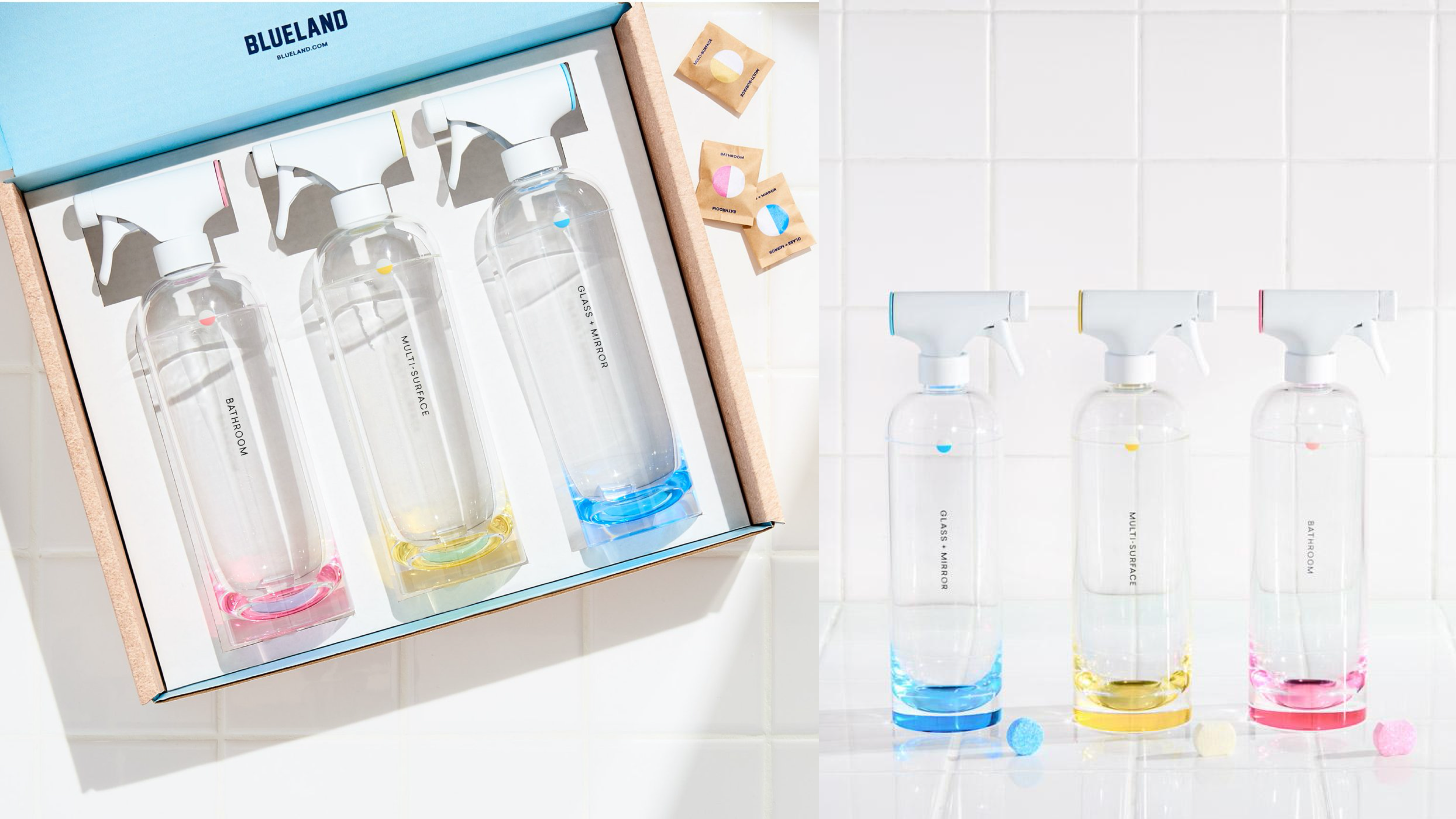 cleaning kit with refillable spray bottles