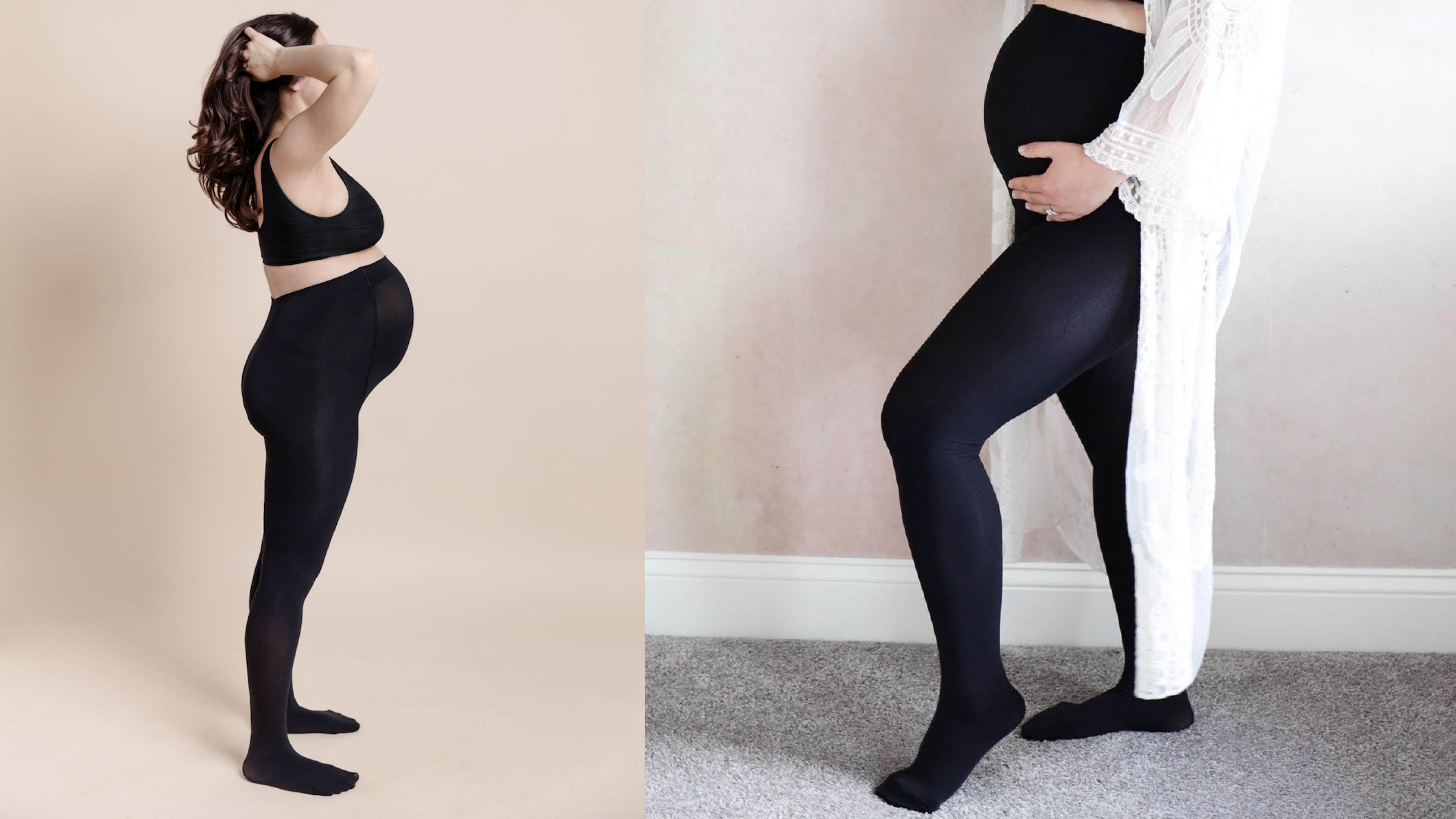 black maternity tights with a stretchy waistband