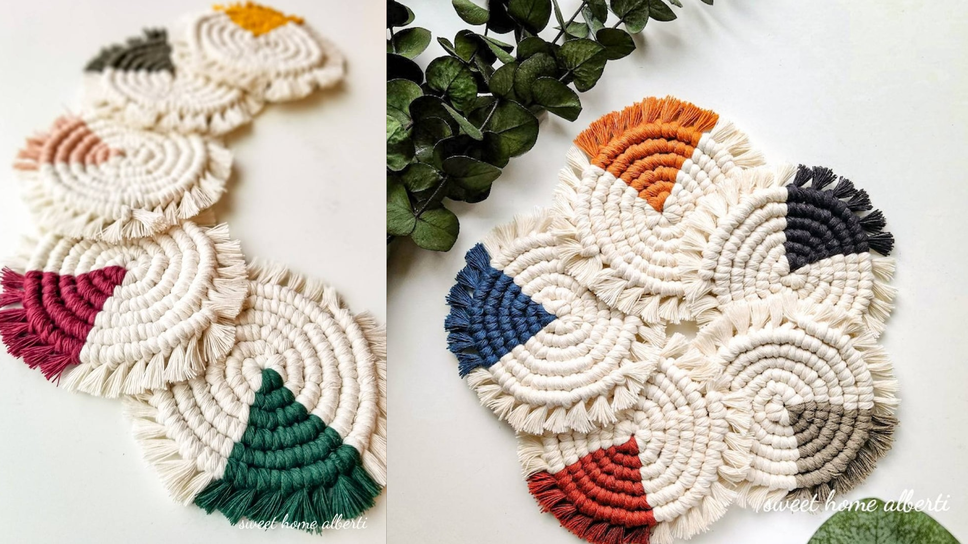 handmade woven coasters made from recycled cotton