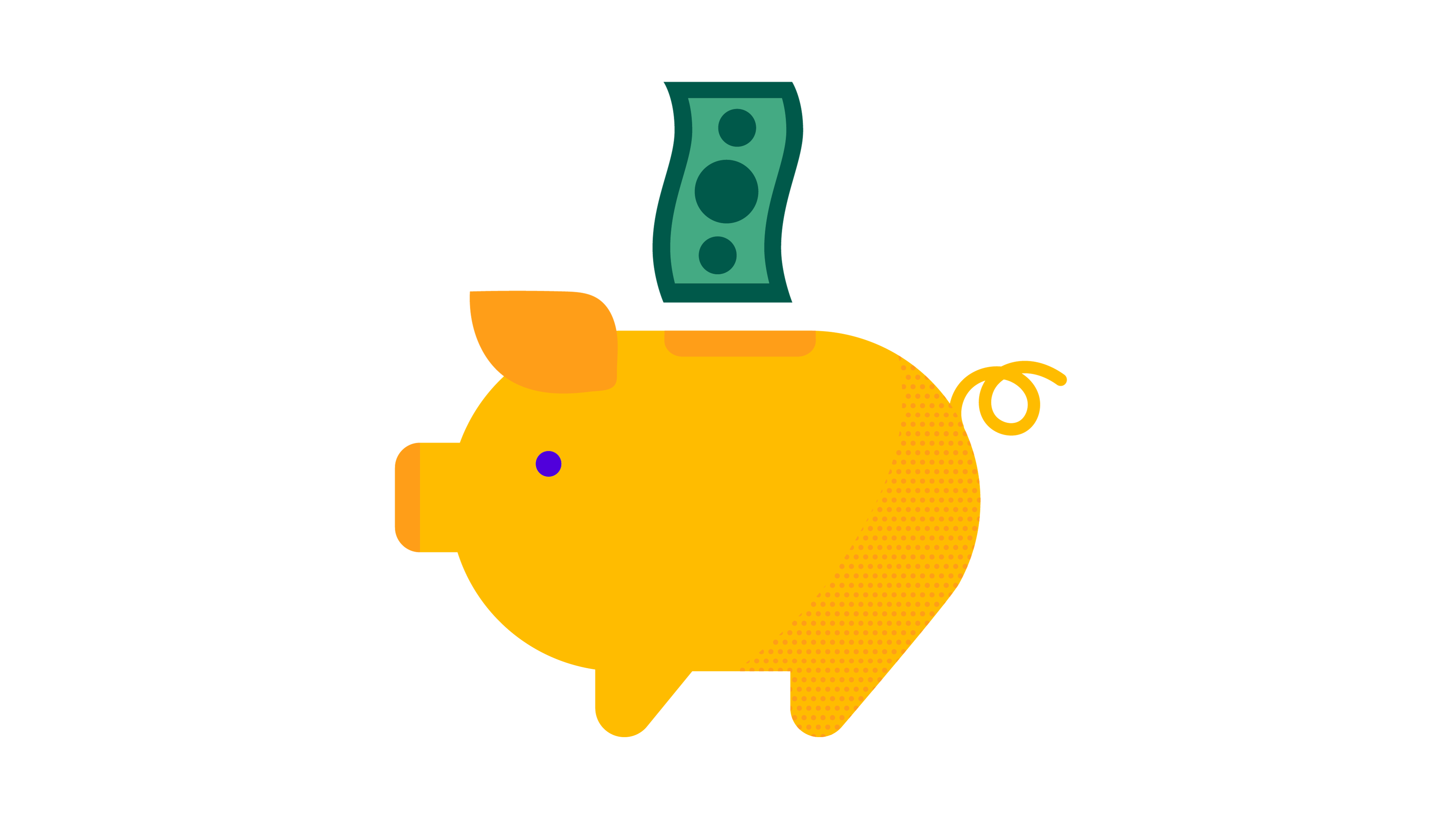 Dollar going into piggy bank
