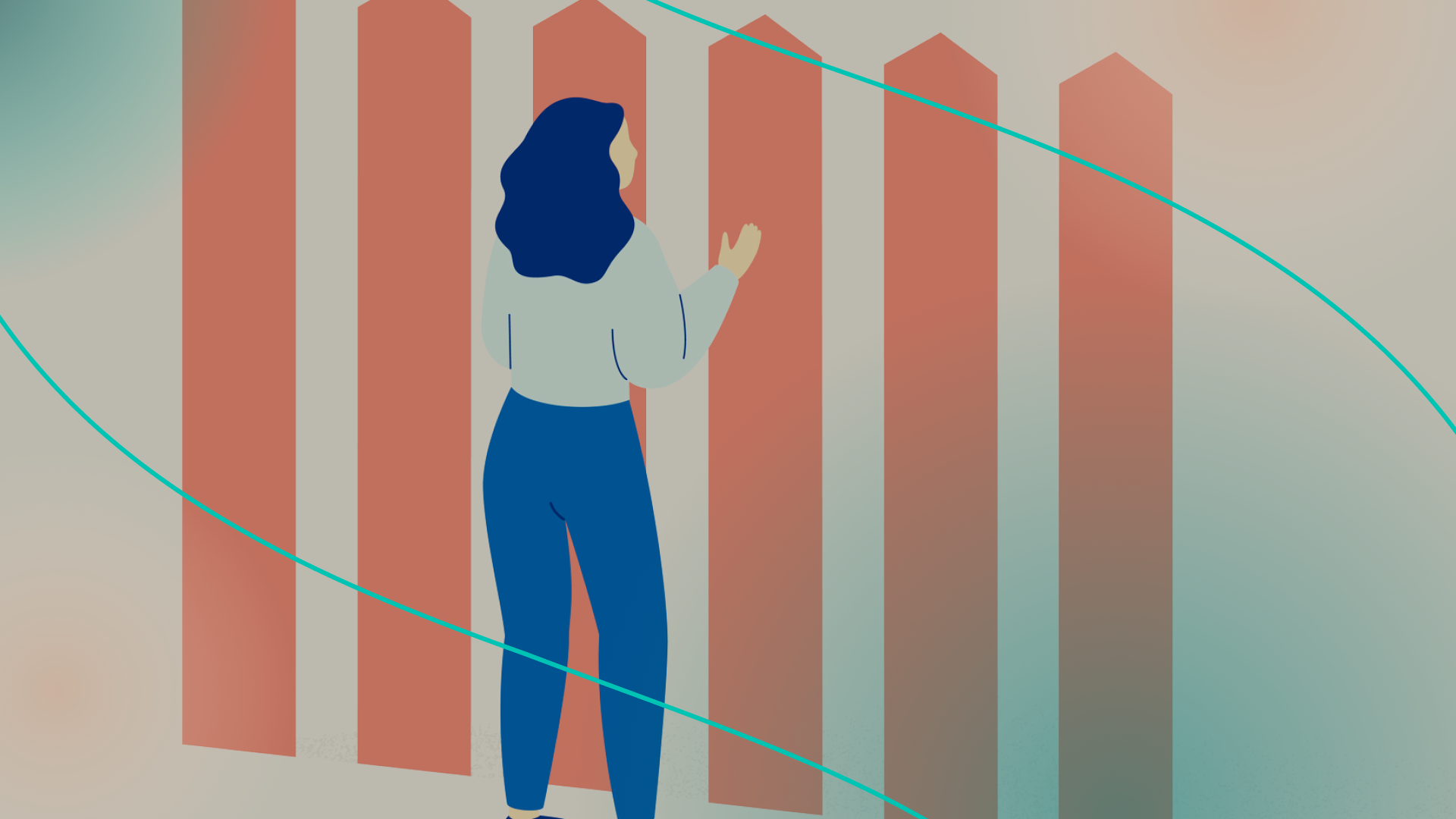 Graphic of woman and fence