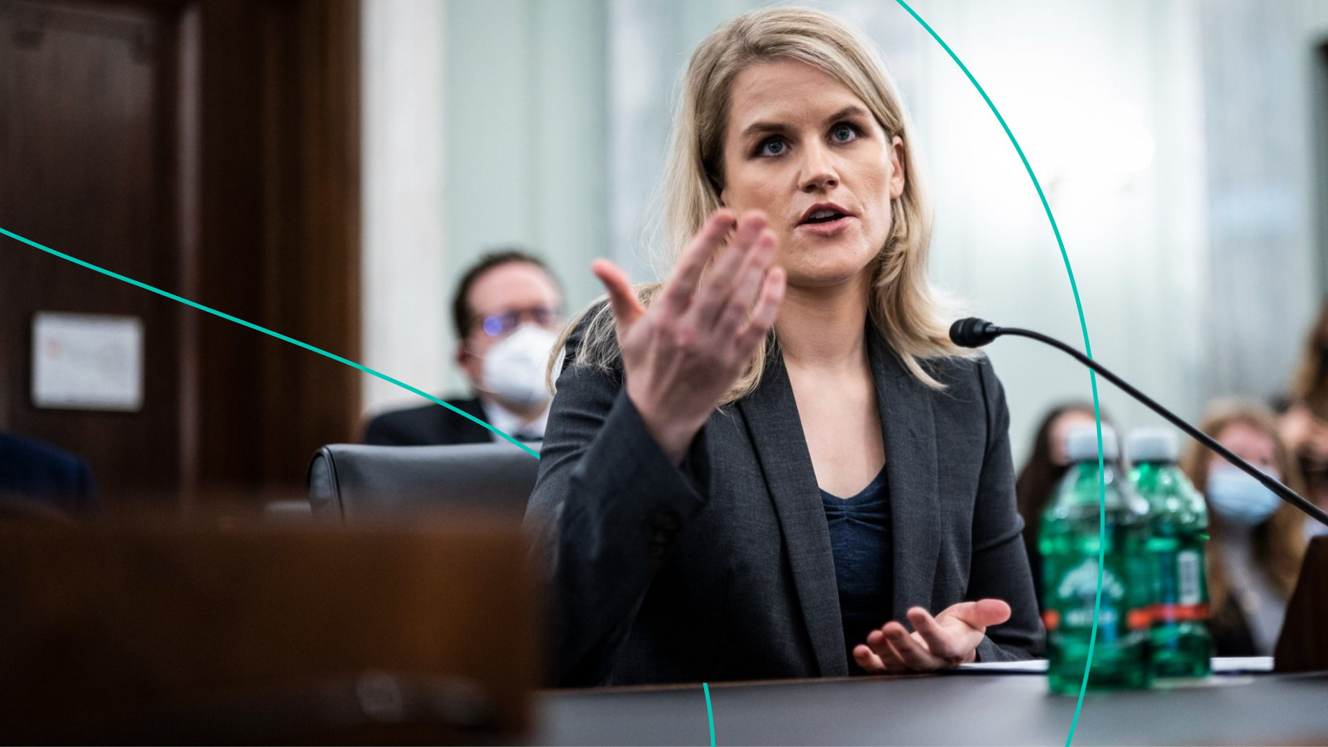 Former Facebook employee and whistleblower Frances Haugen testifies during a Senate Committee