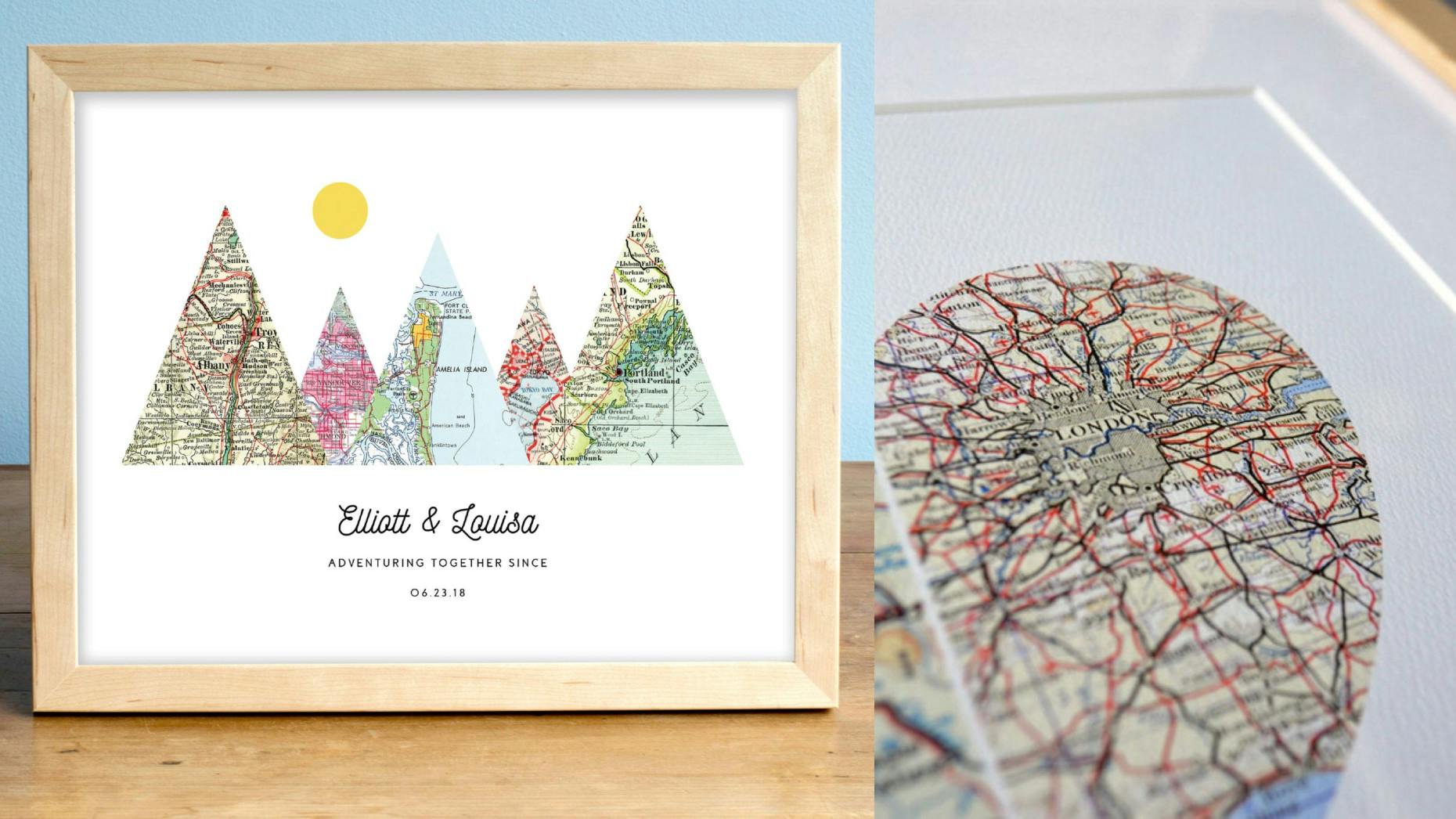 personalized map portrait for couples