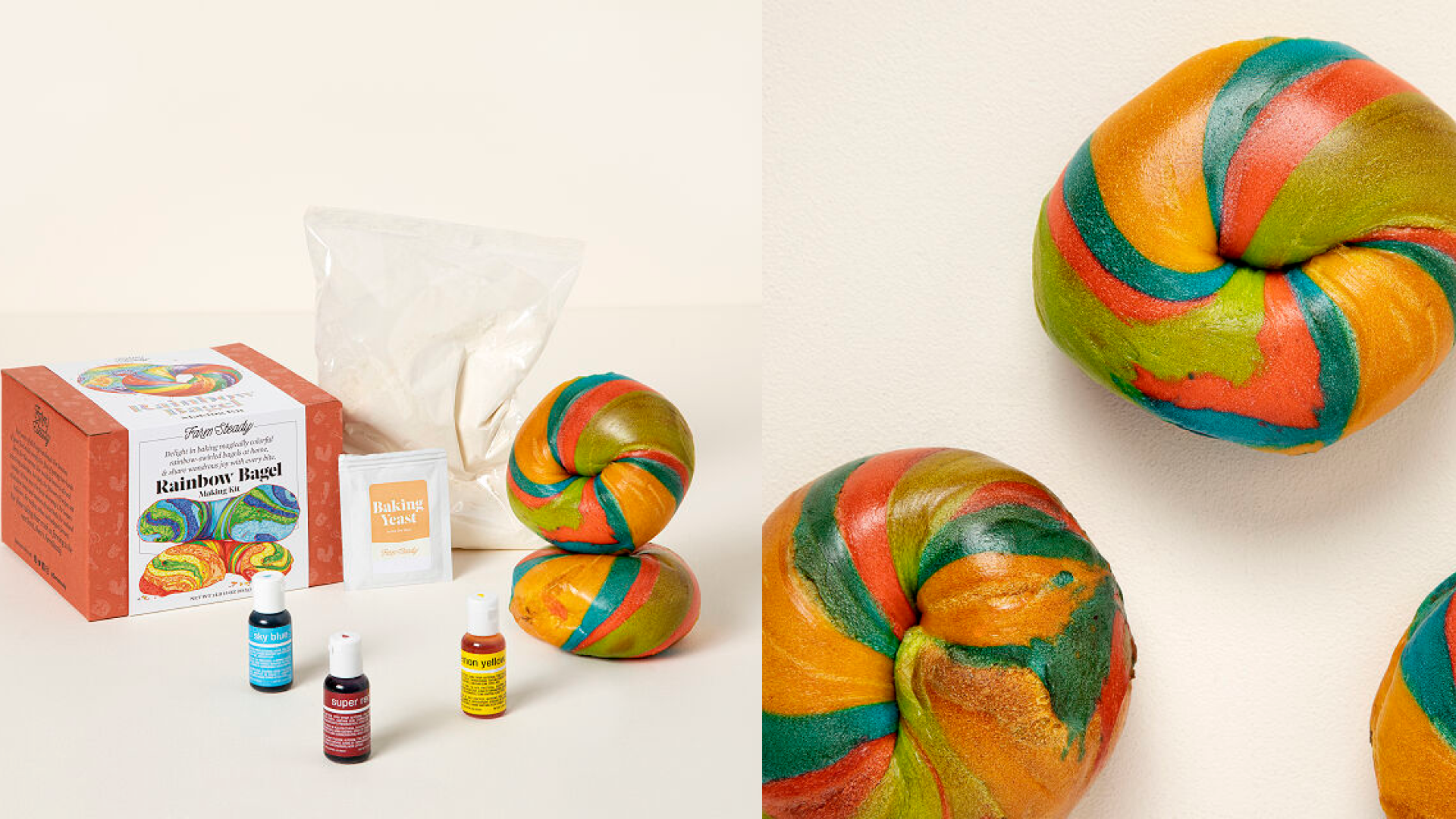 Make-your-own rainbow-bagel kit