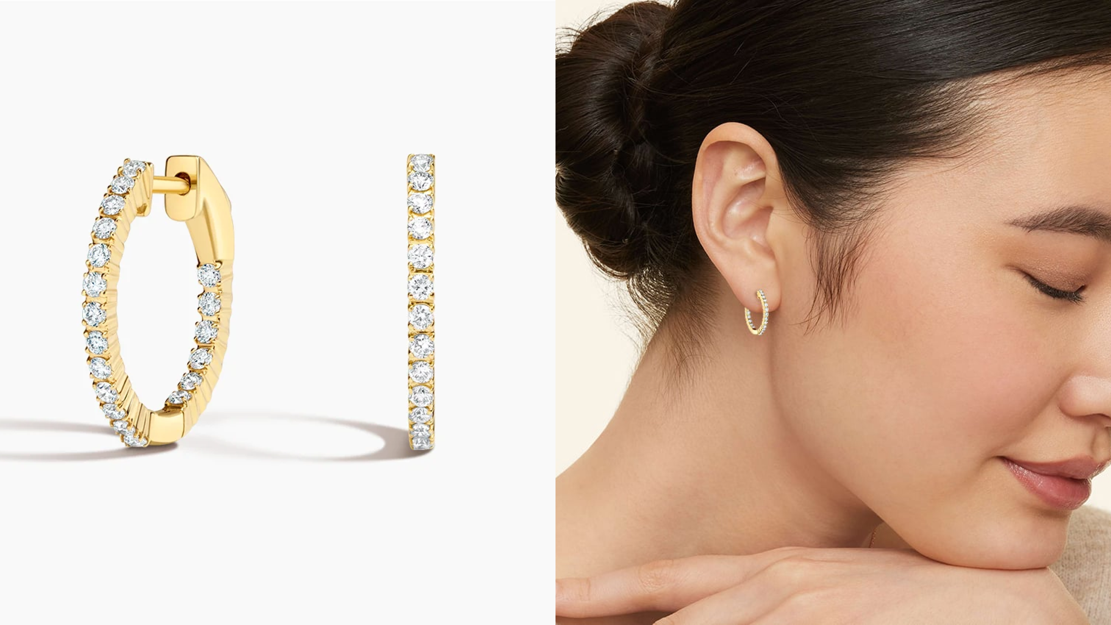 brilliant earth diamond huggie earrings