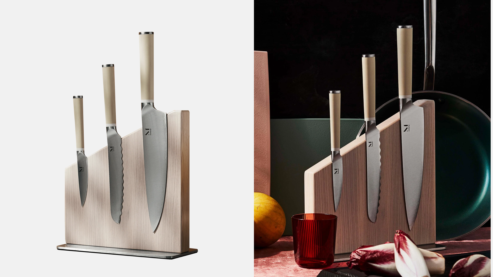kitchen knives with magnetic block