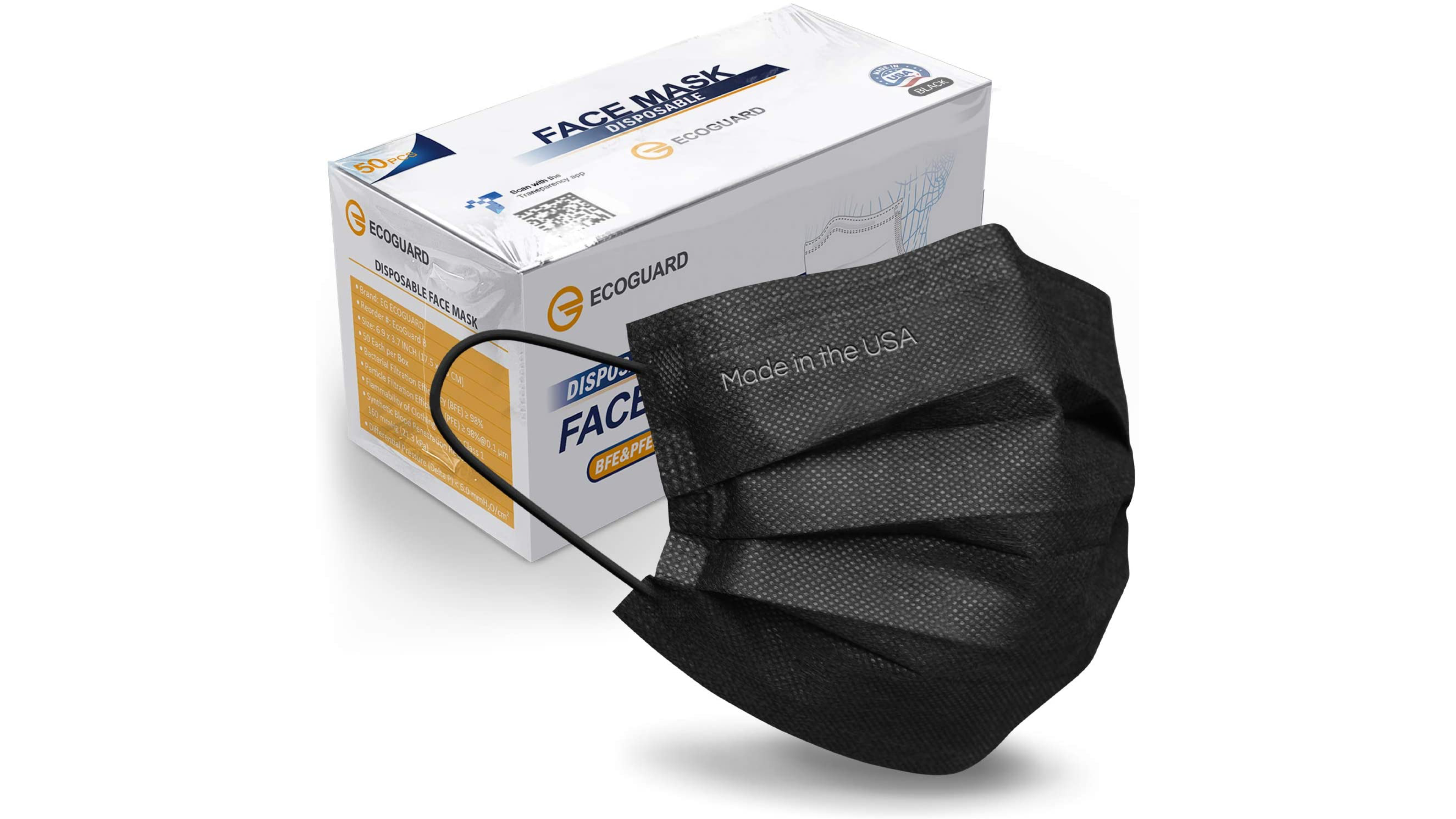 three-ply black disposable face masks
