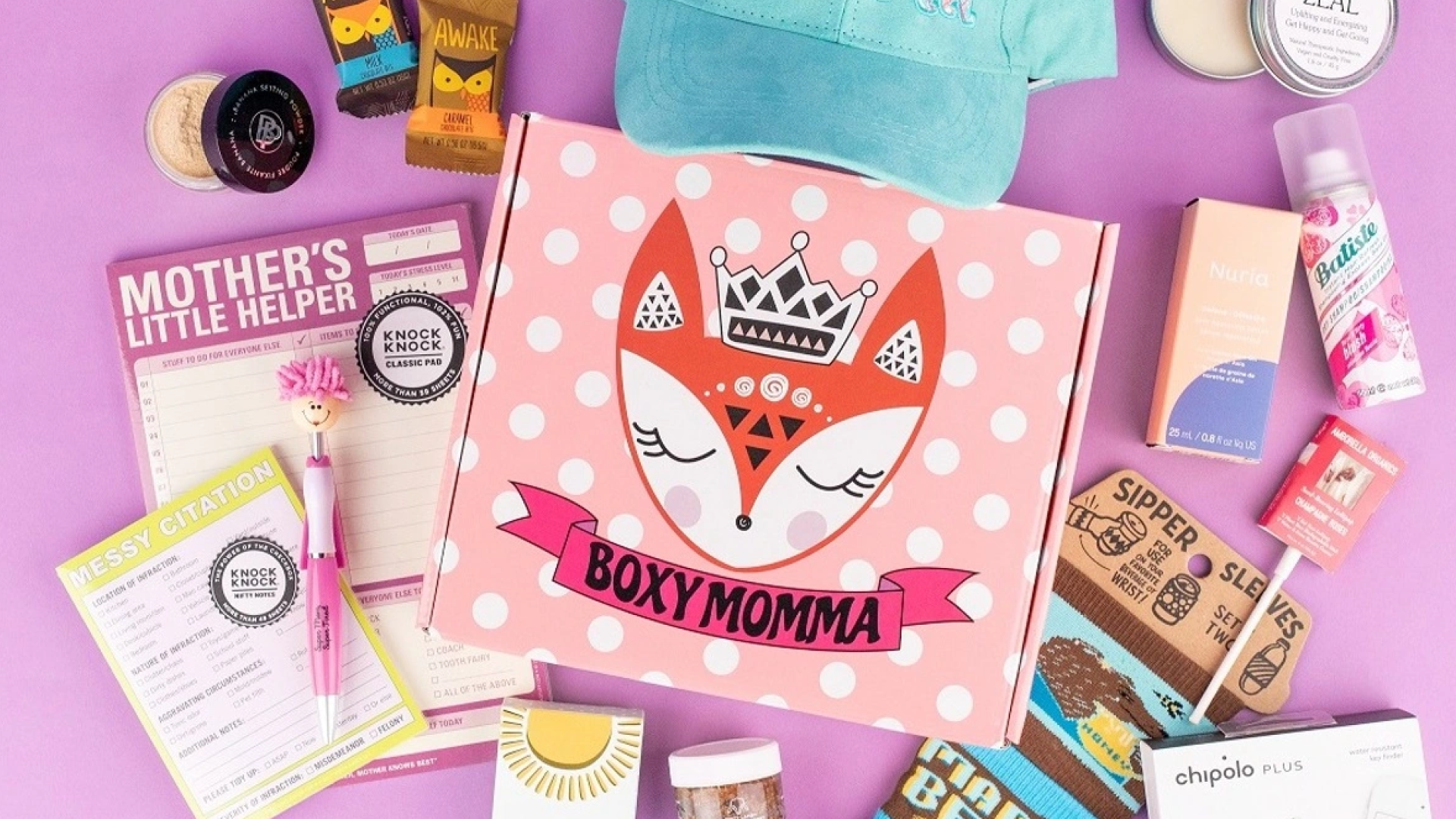 monthly subscription box for moms filled with goodies and sweet treats