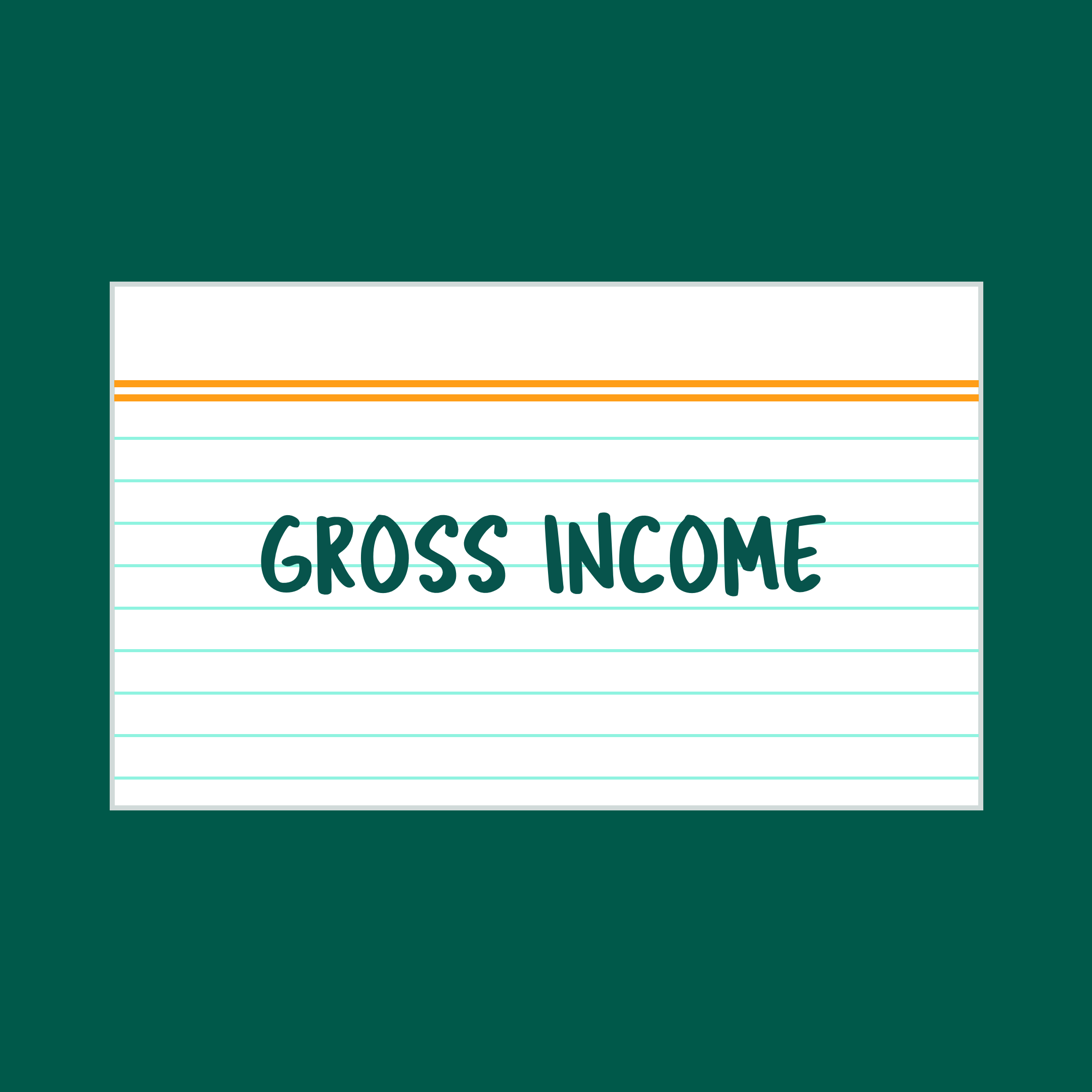 Gross income index card