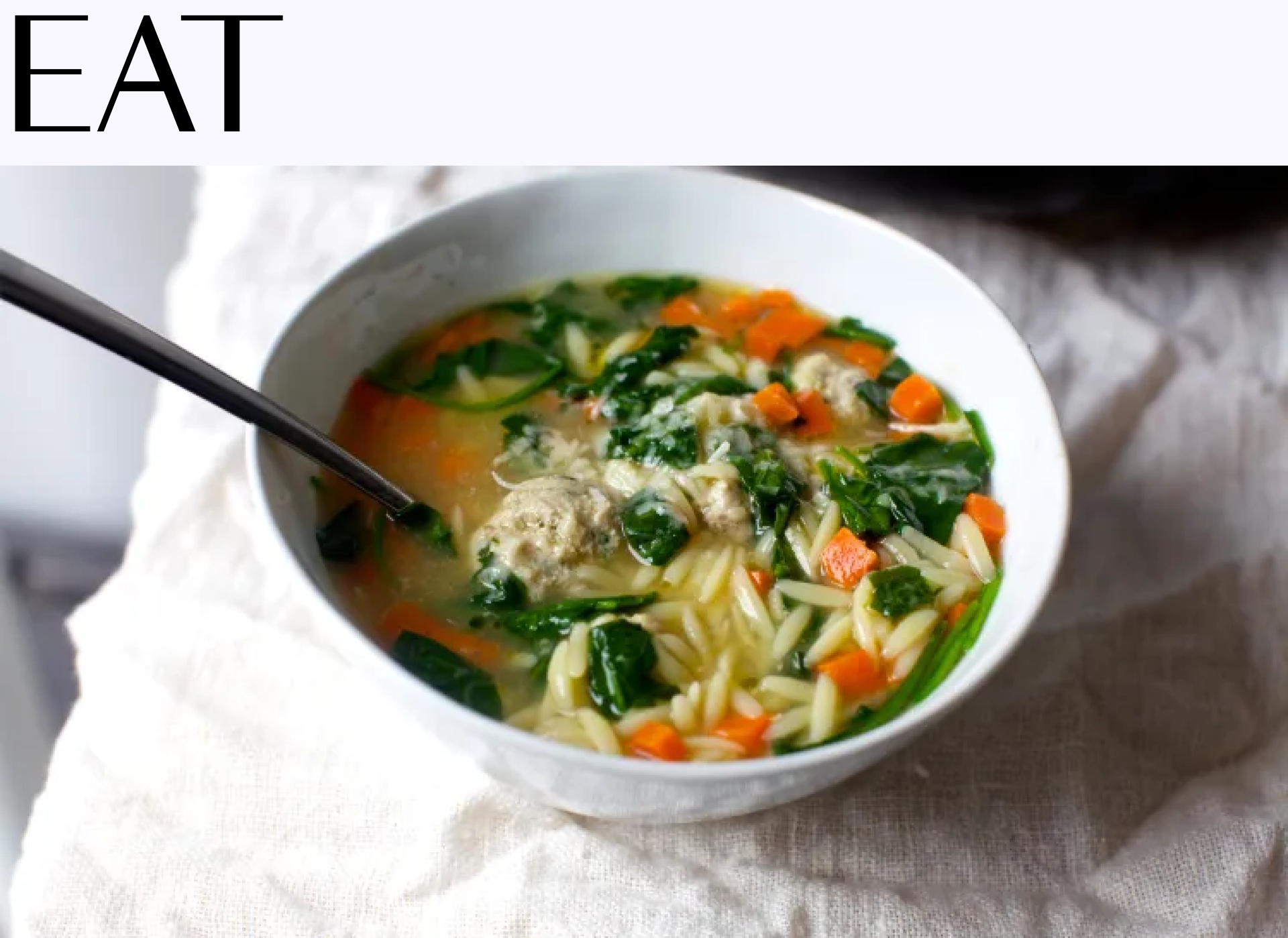 Smitten Kitchen's Greens, Orzo and Meatball Soup