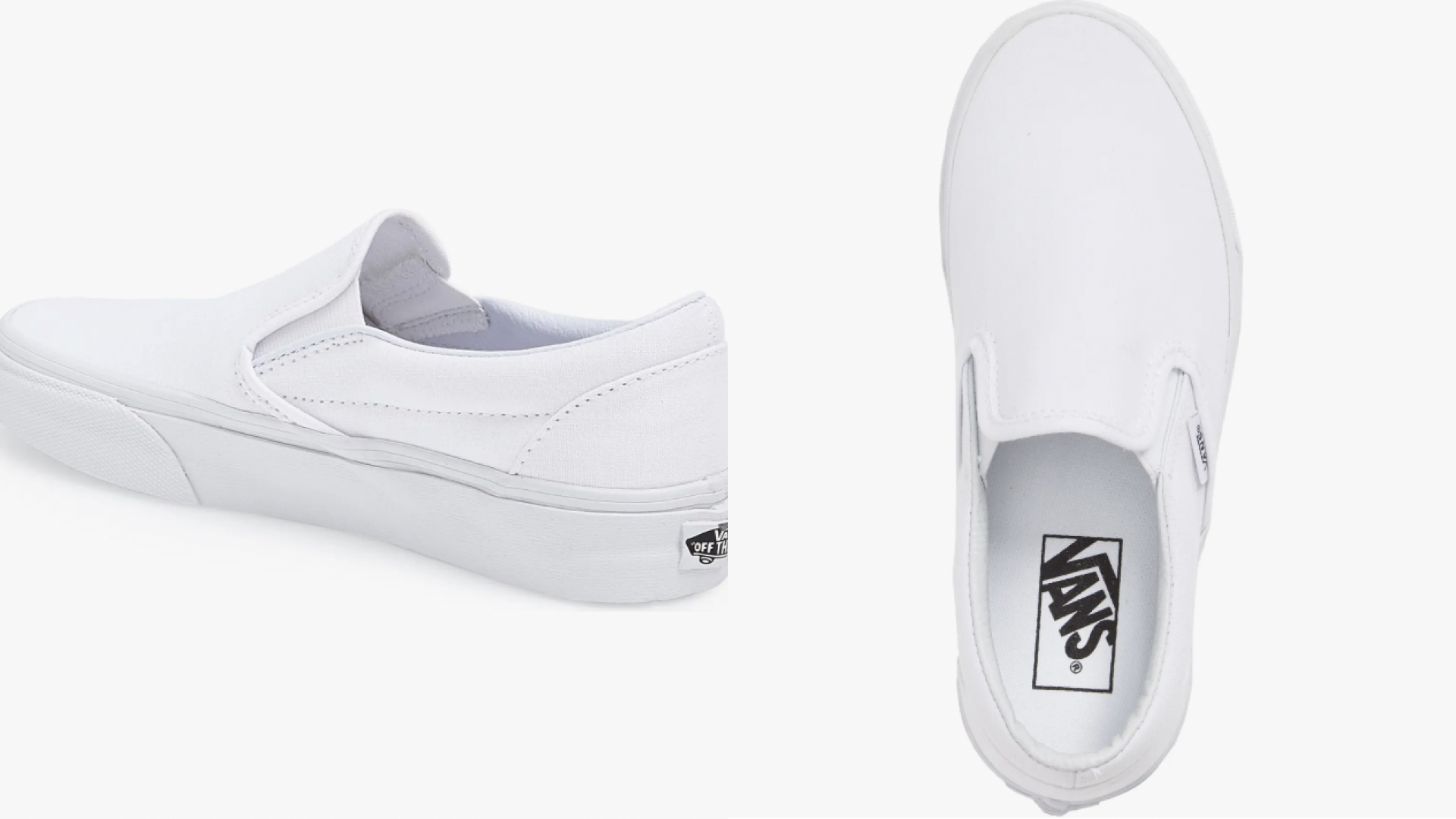 Vans white slip on shoes