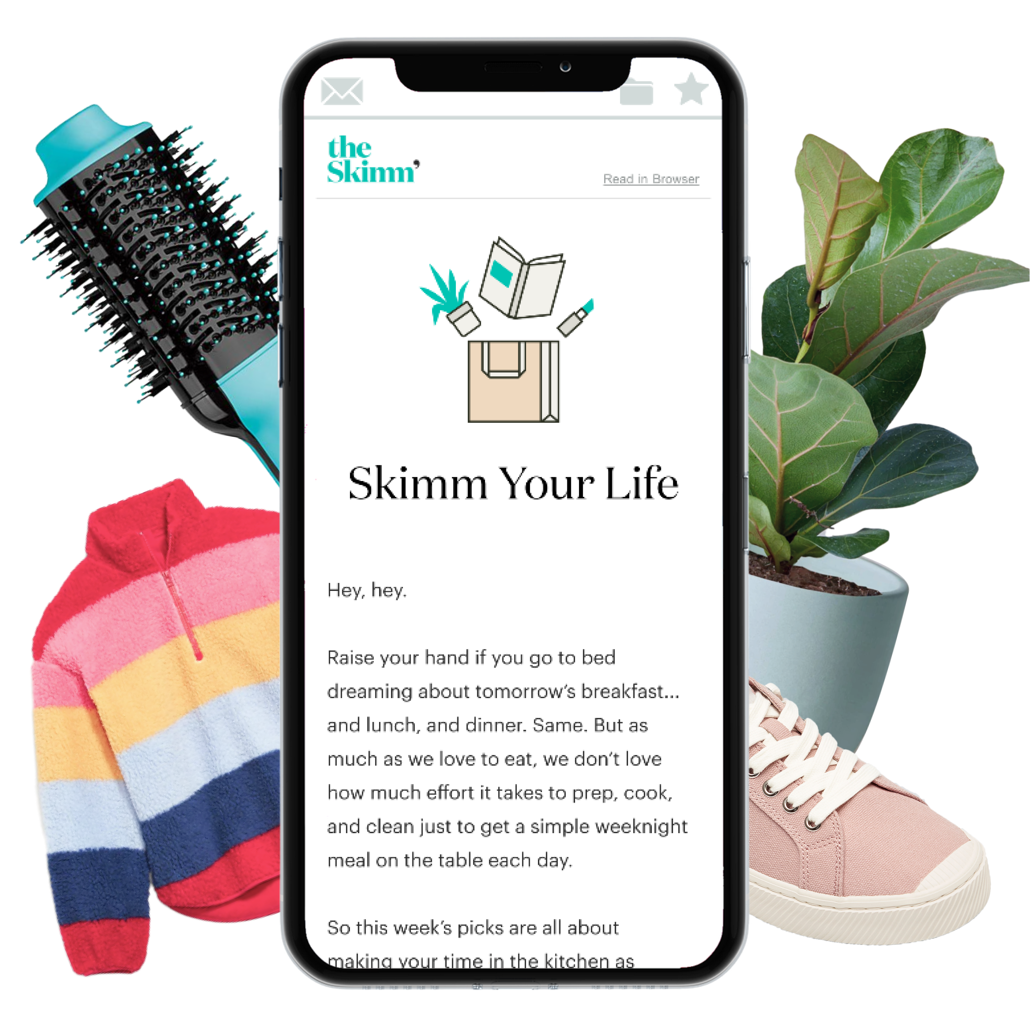 Skimm Your Life newsletter on phone