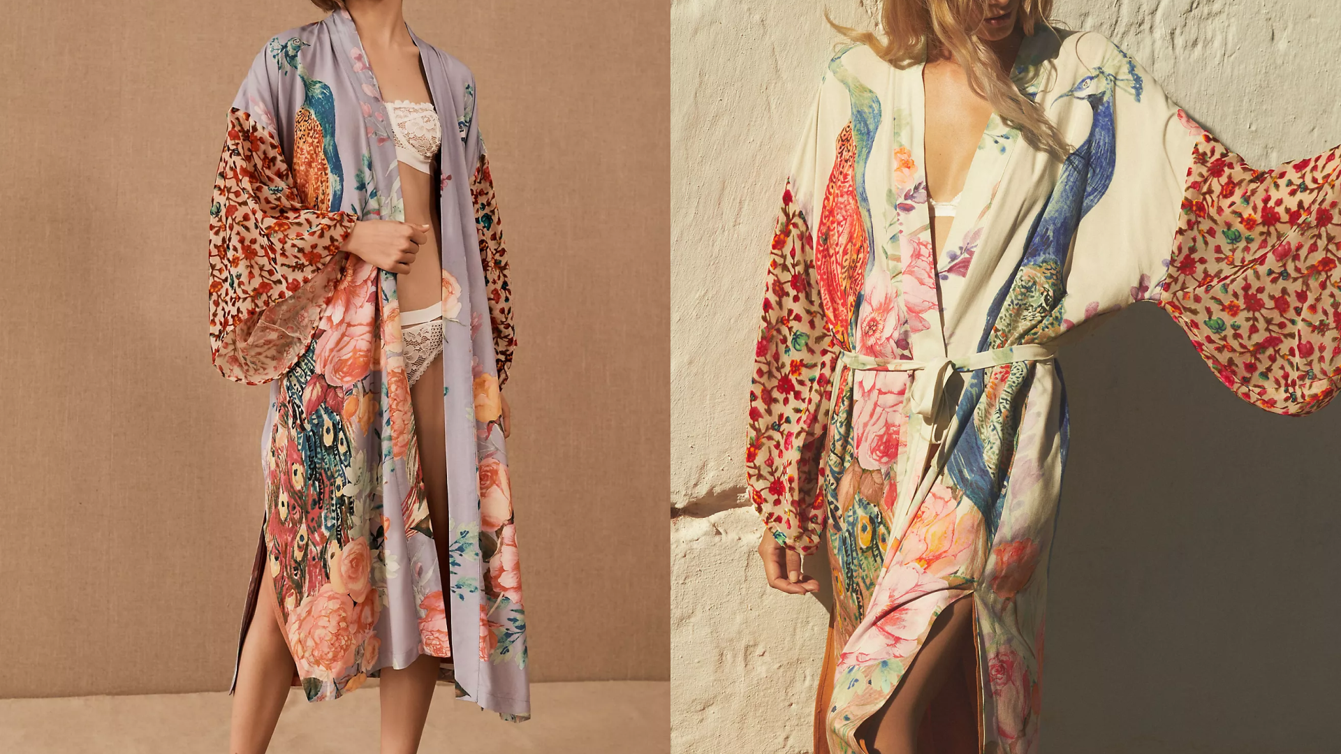 Wedding lingerie printed kimono