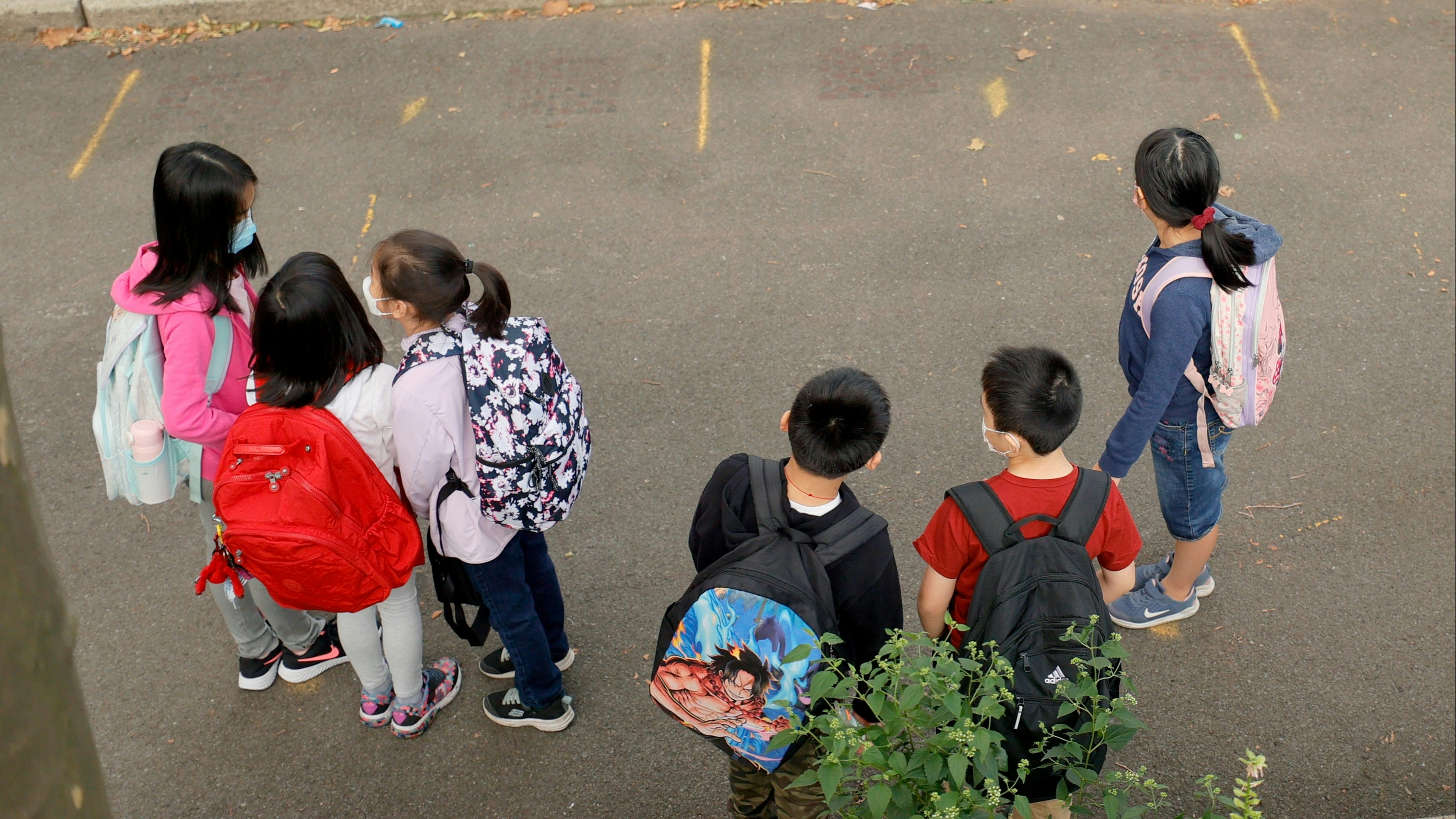 Students line up in the morning at Yung Wing School P.S. 124