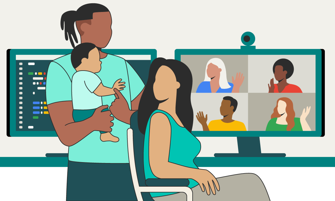 Family on teleconferencing call