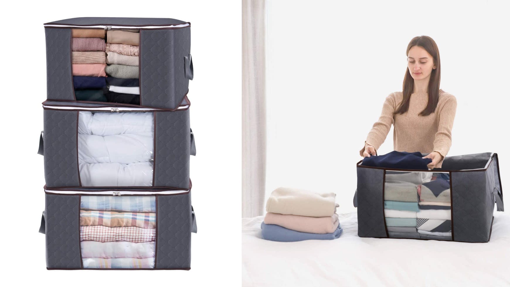 zippered storage bags to hold clothes
