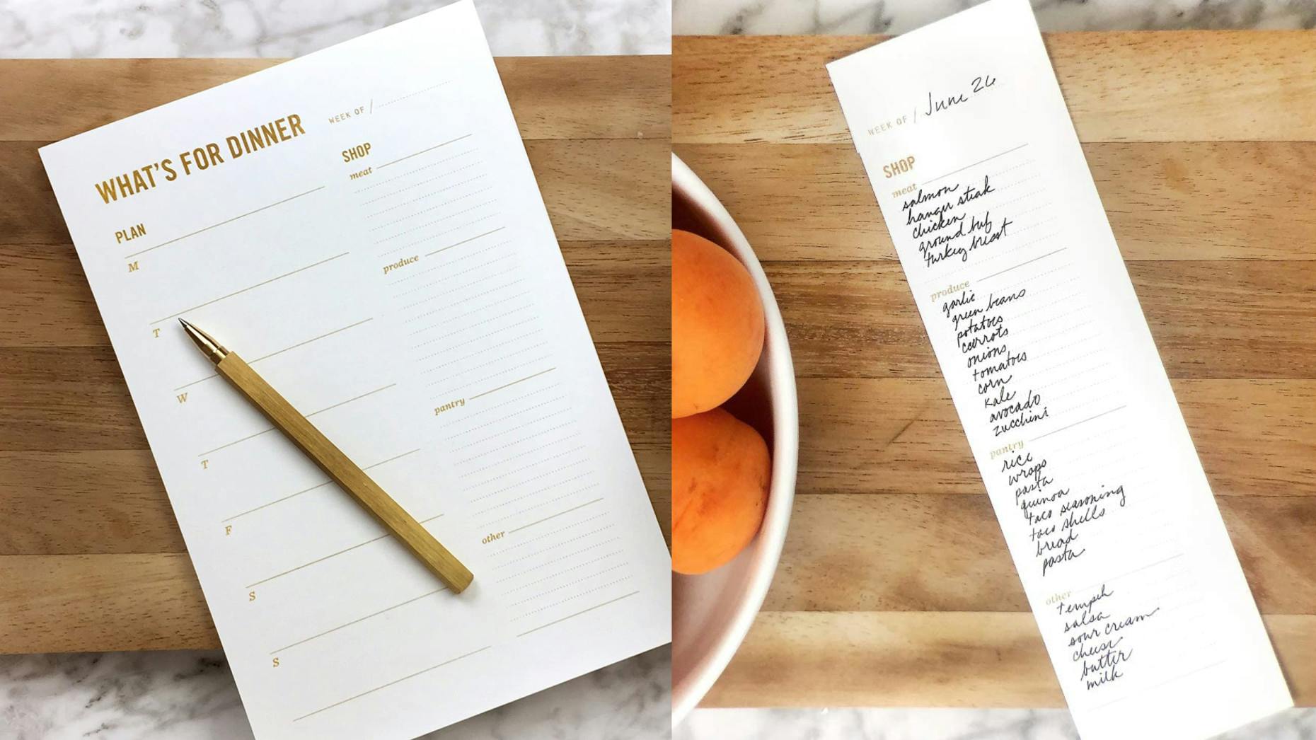 weekly meal planning notepad