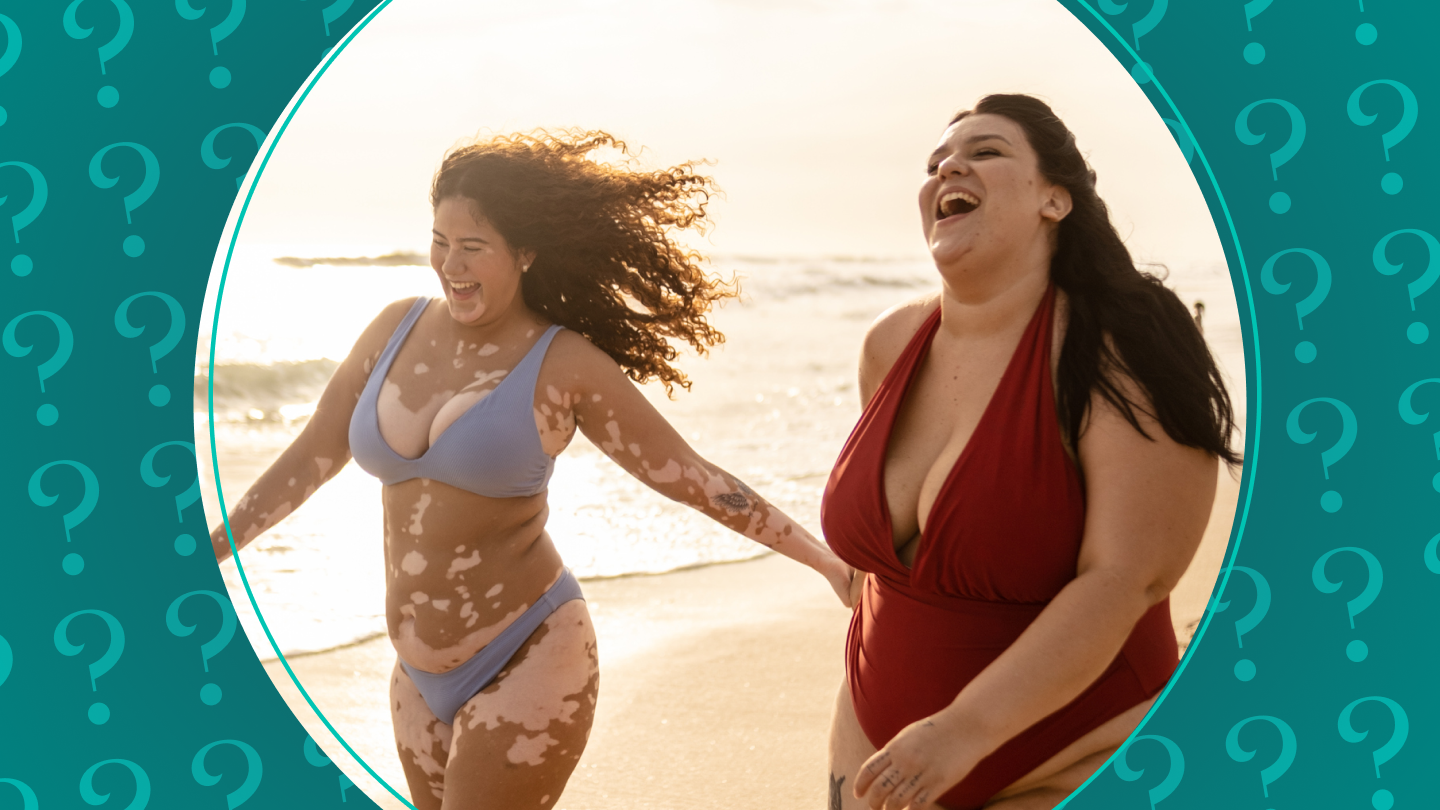 Women laughing and enjoying the beach