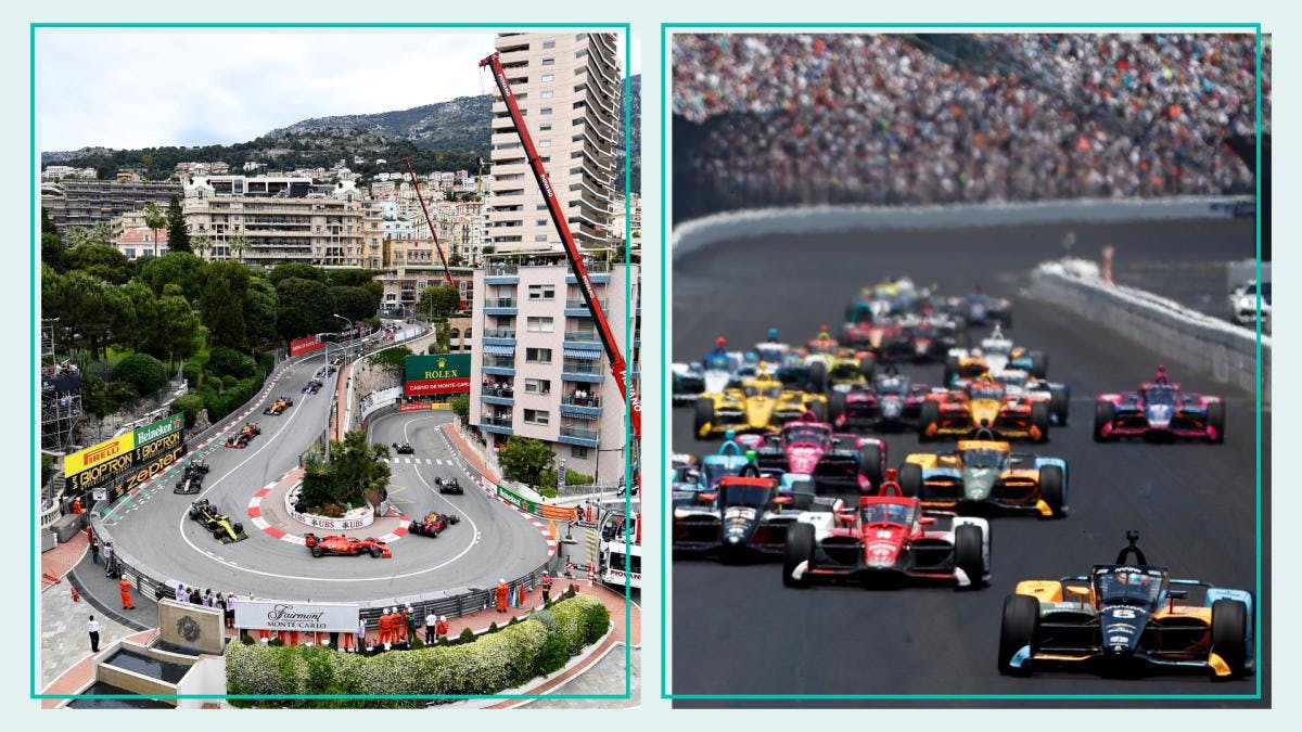 On left:  Formula 1's Monaco Grand Prix. On right:  the Indianapolis 500.