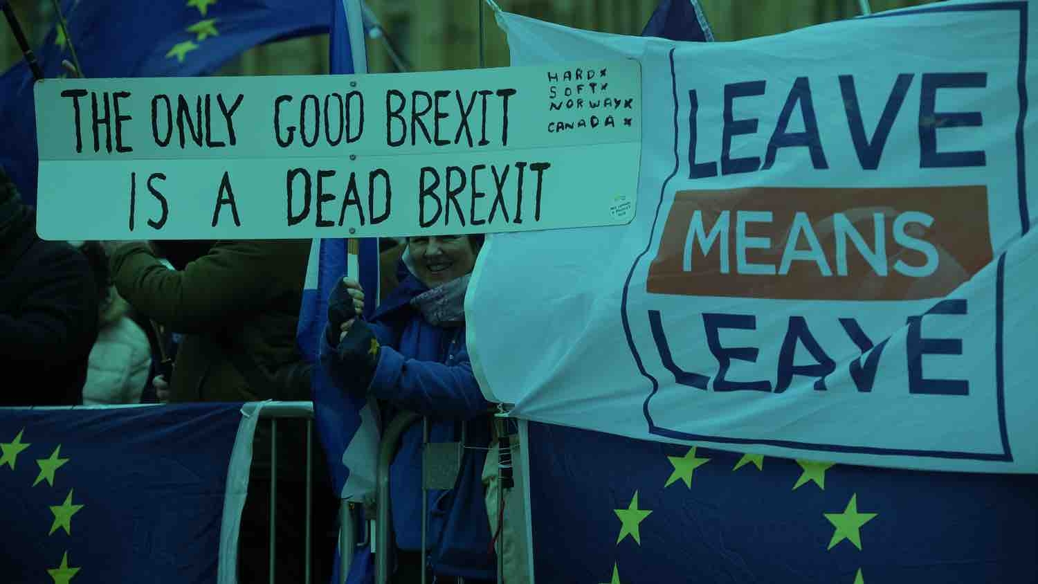 Pro-Brexit and anti-Brexit protesters