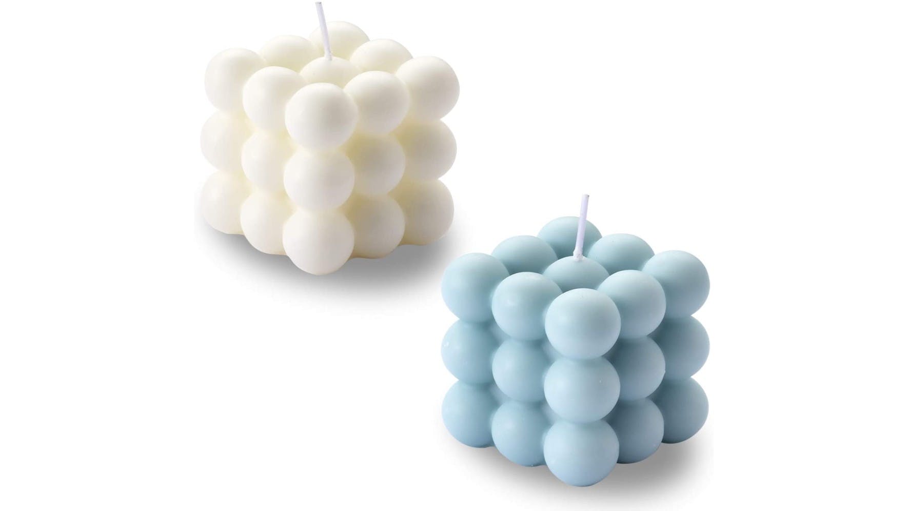 blue and white bubble candles