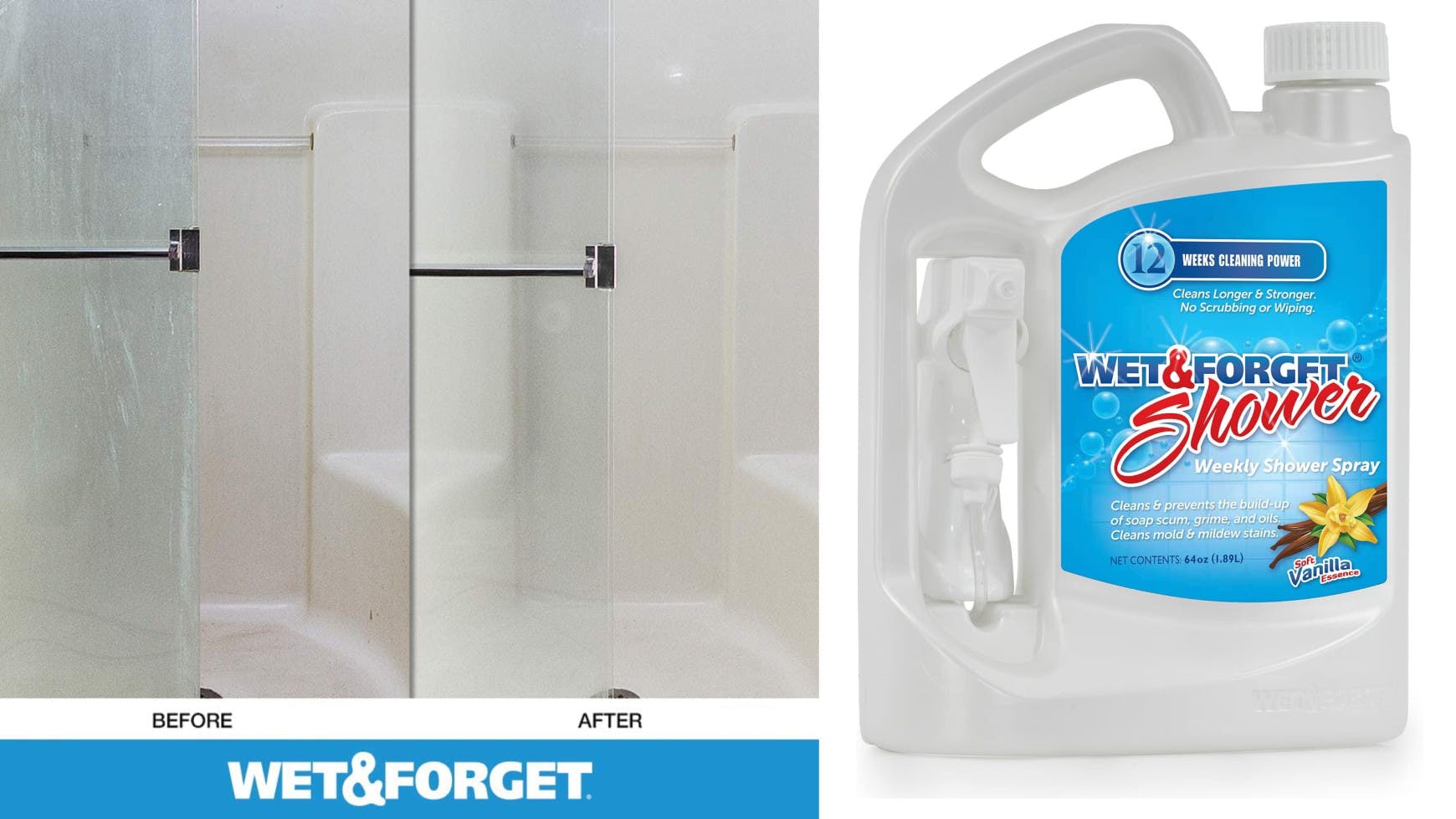 shower spray that'll clean walls without hard scrubbing