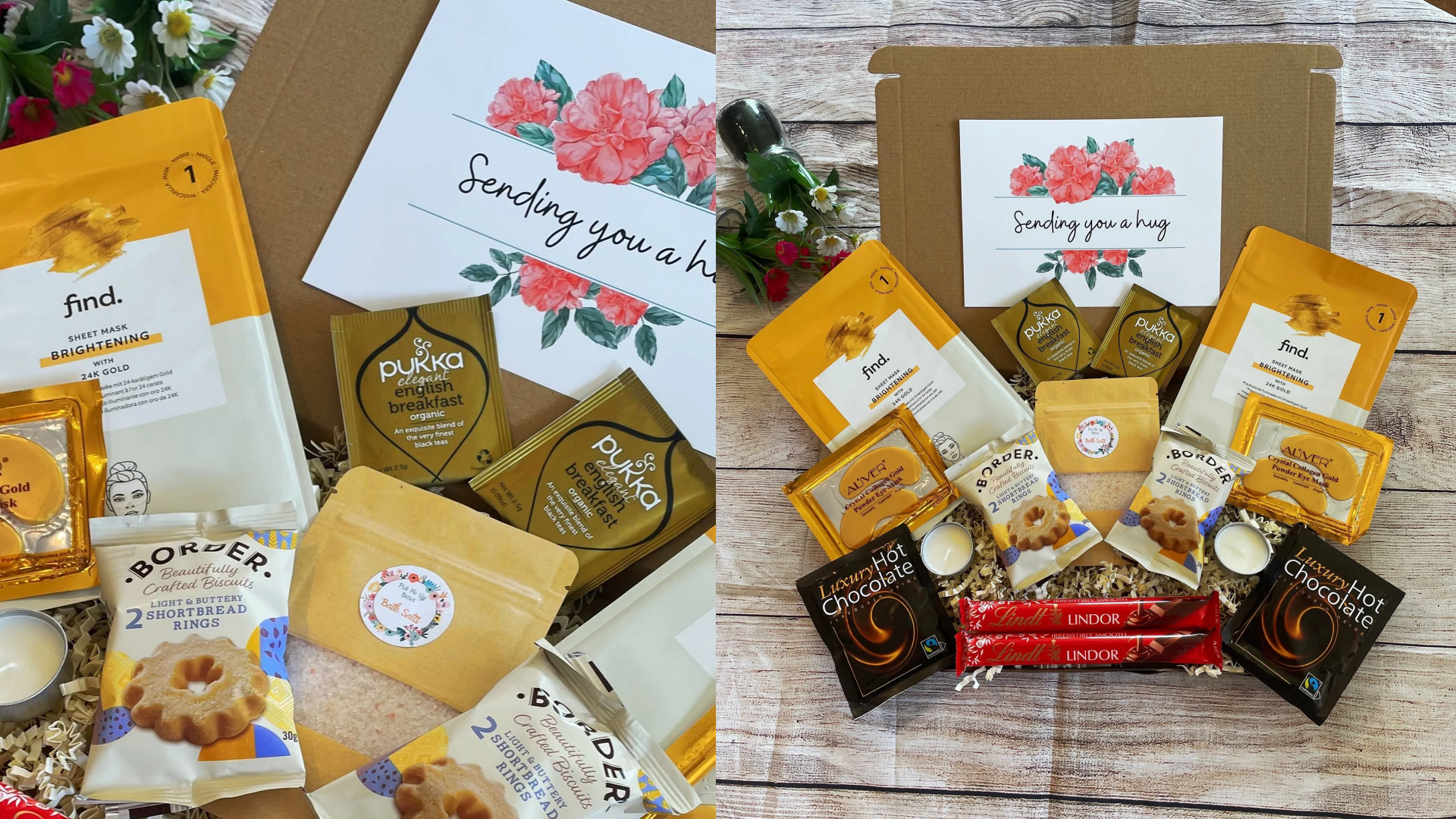 pamper box filled with snacks and self-care goodies