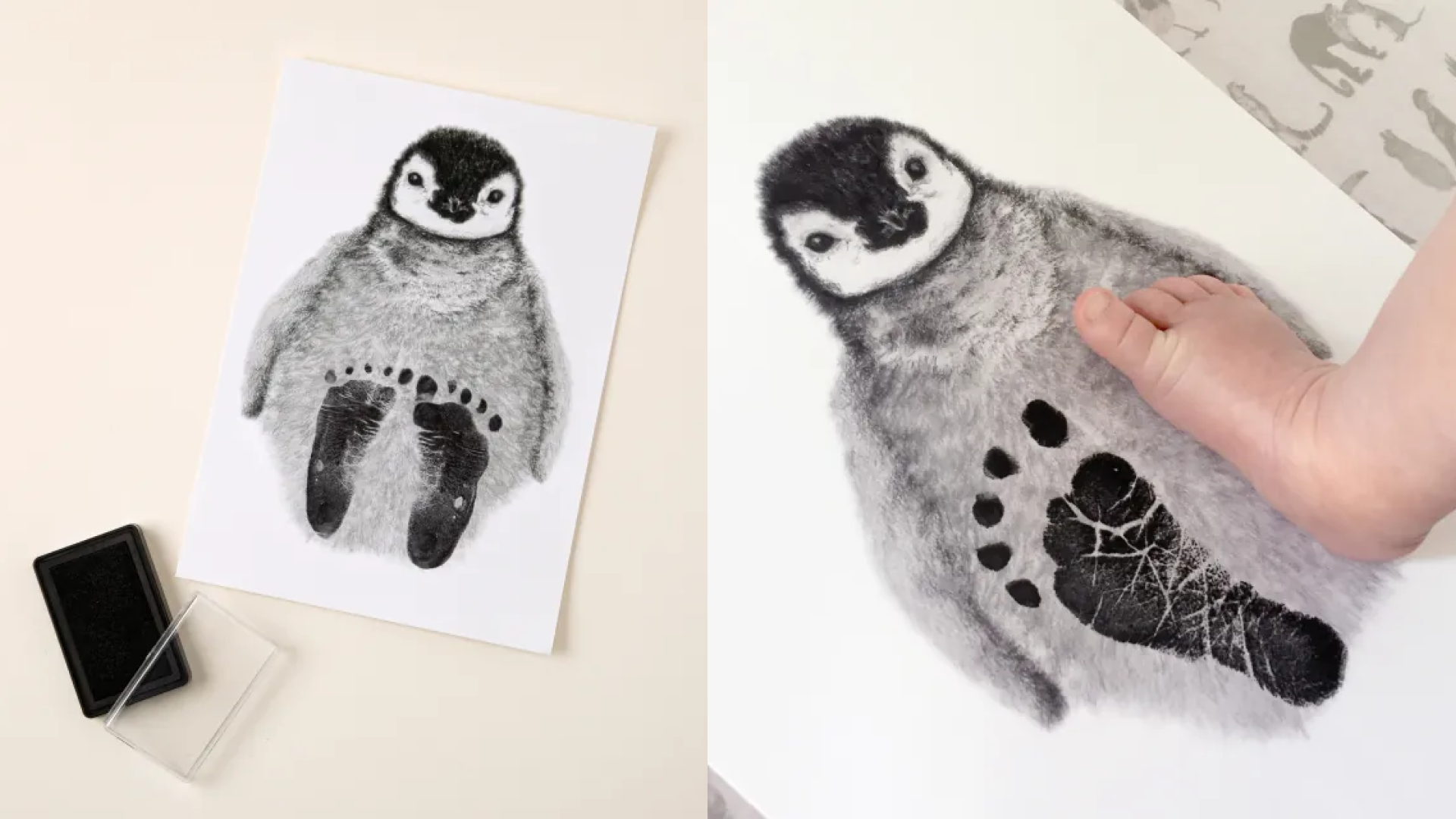 animal print baby footprint portrait