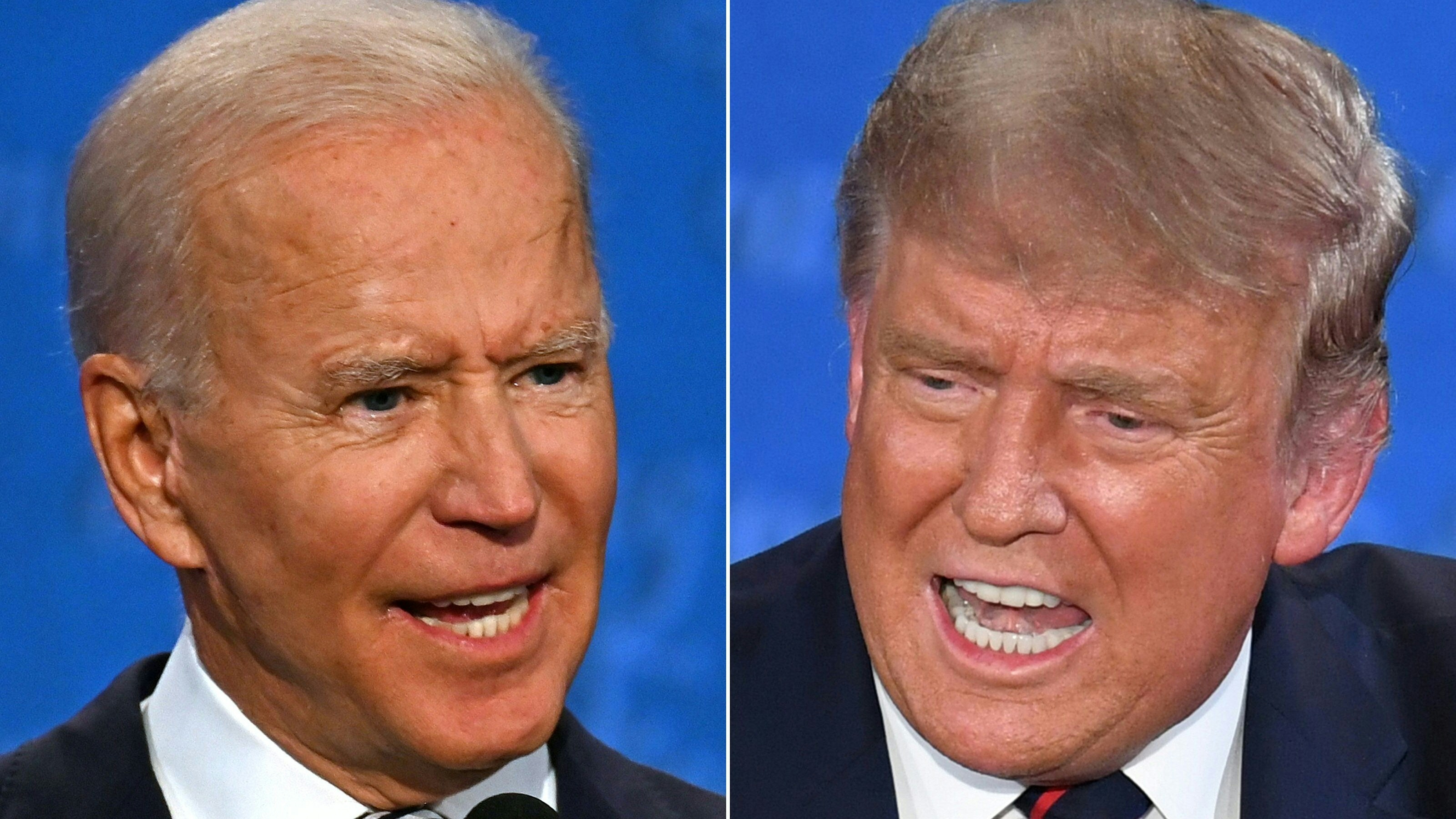 Democratic Presidential candidate and former US Vice President Joe Biden (L) and US President Donald Trump speaking during the first presidential debate