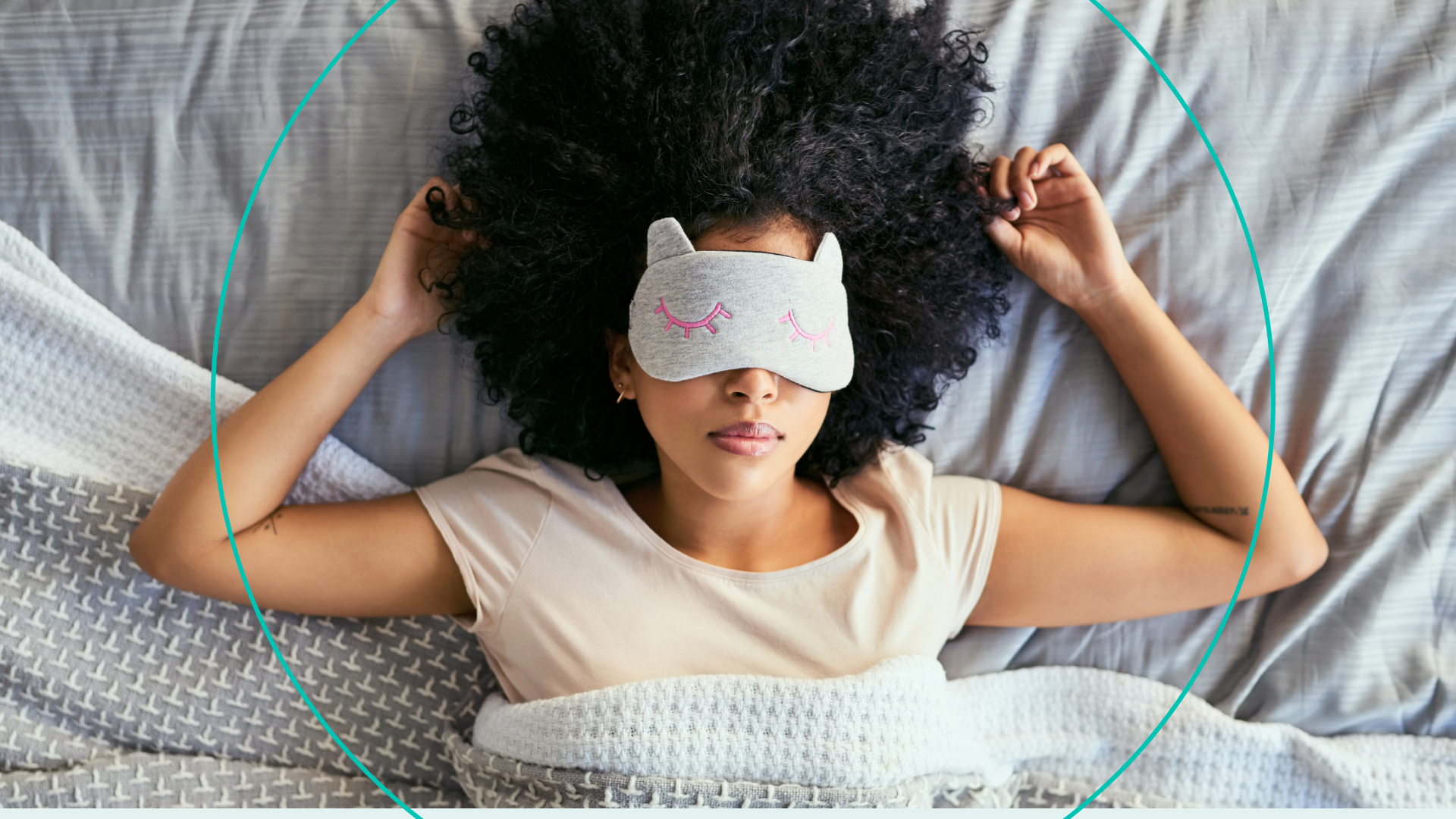 Woman sleeps with eye mask 