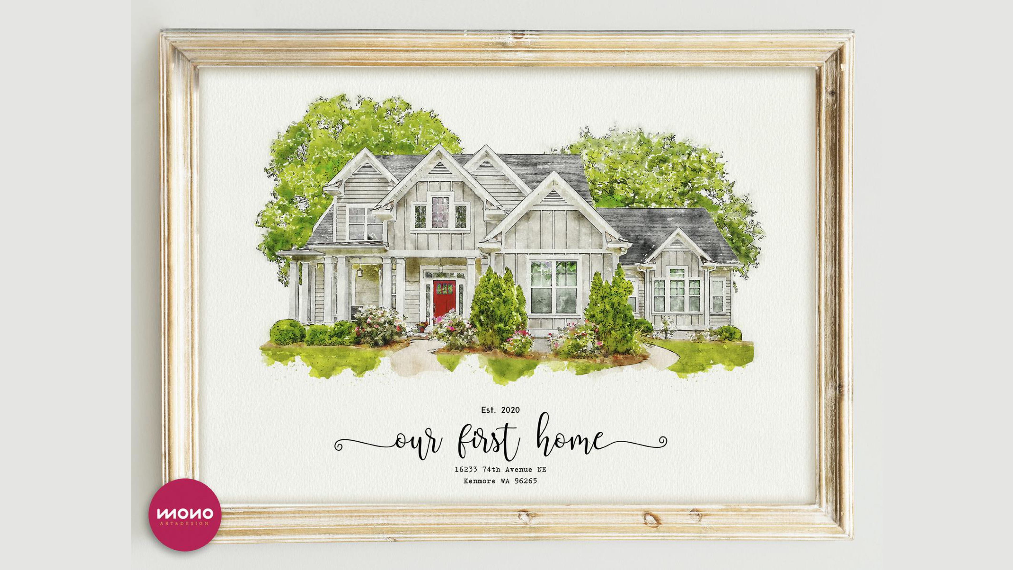 custom watercolor portrait of your home
