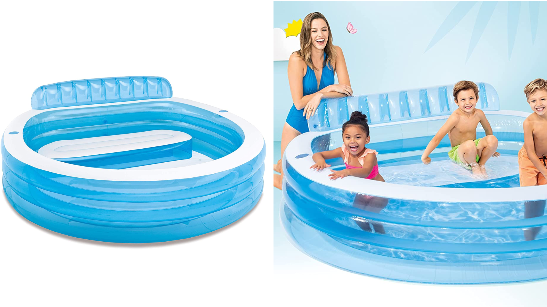Inflatable pool with bench 